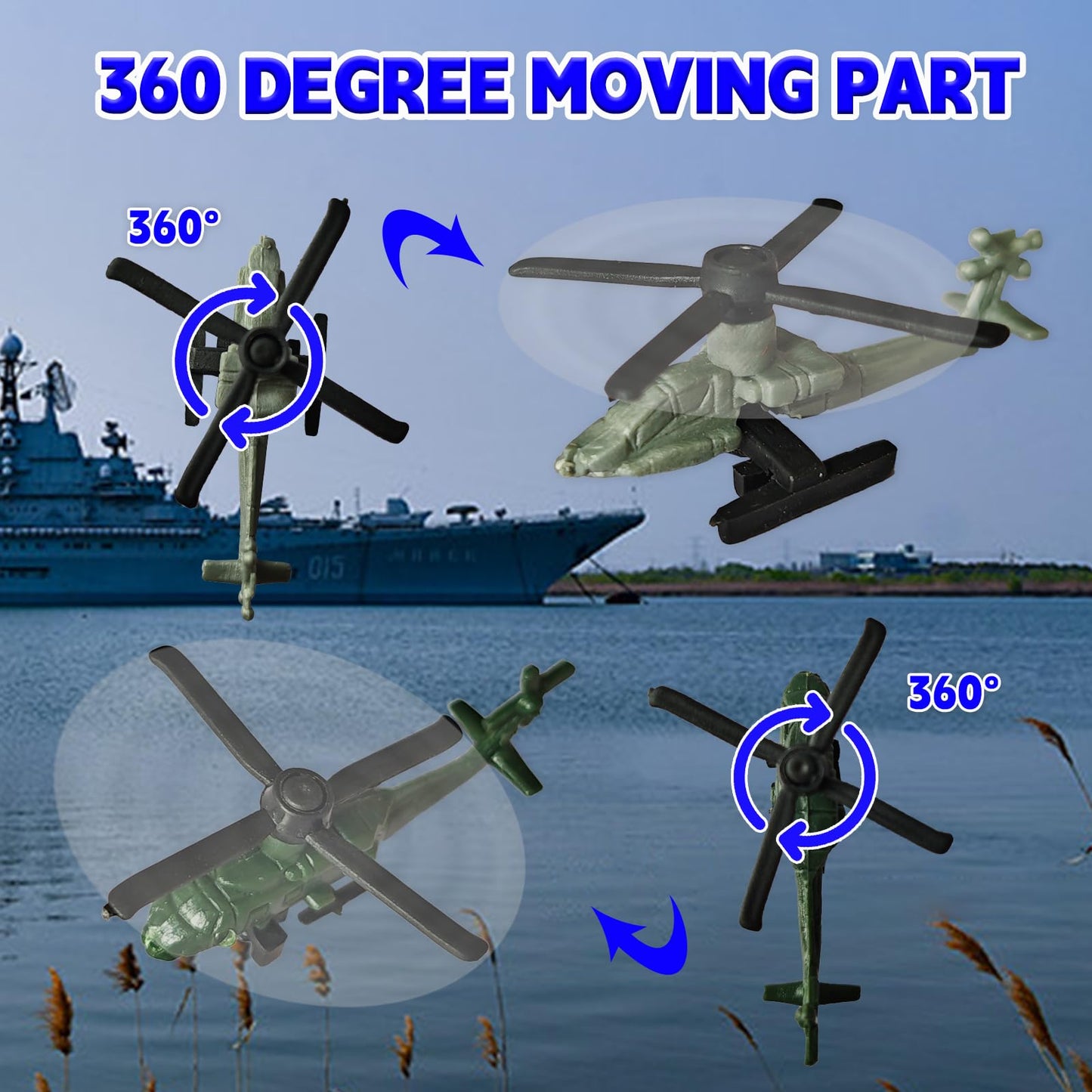 OTONOPI 18.5 Inch Aircraft Carrier Battleship Army Toys with 6 Warships Fighter Jets Warplanes Helicopter, Military Aircraft Carrier Model Ships for Kids Boys Girls