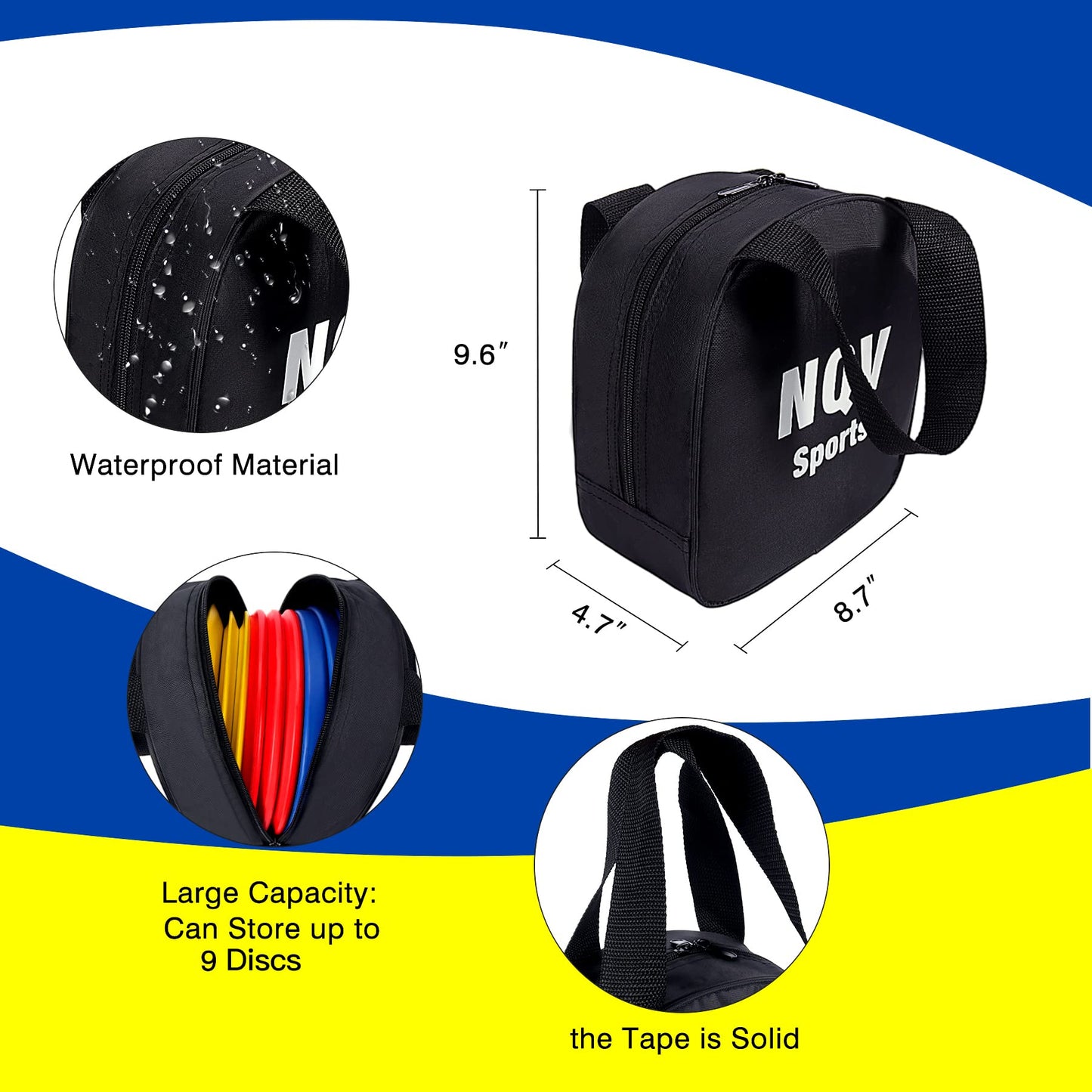NQV Disc Golf Set,Disc Golf Starter Set-6 Pack Driver, Mid-Range and Putter Discs with Disc Golf Bag for Outdoor and Backyard(Black Bag), Medium