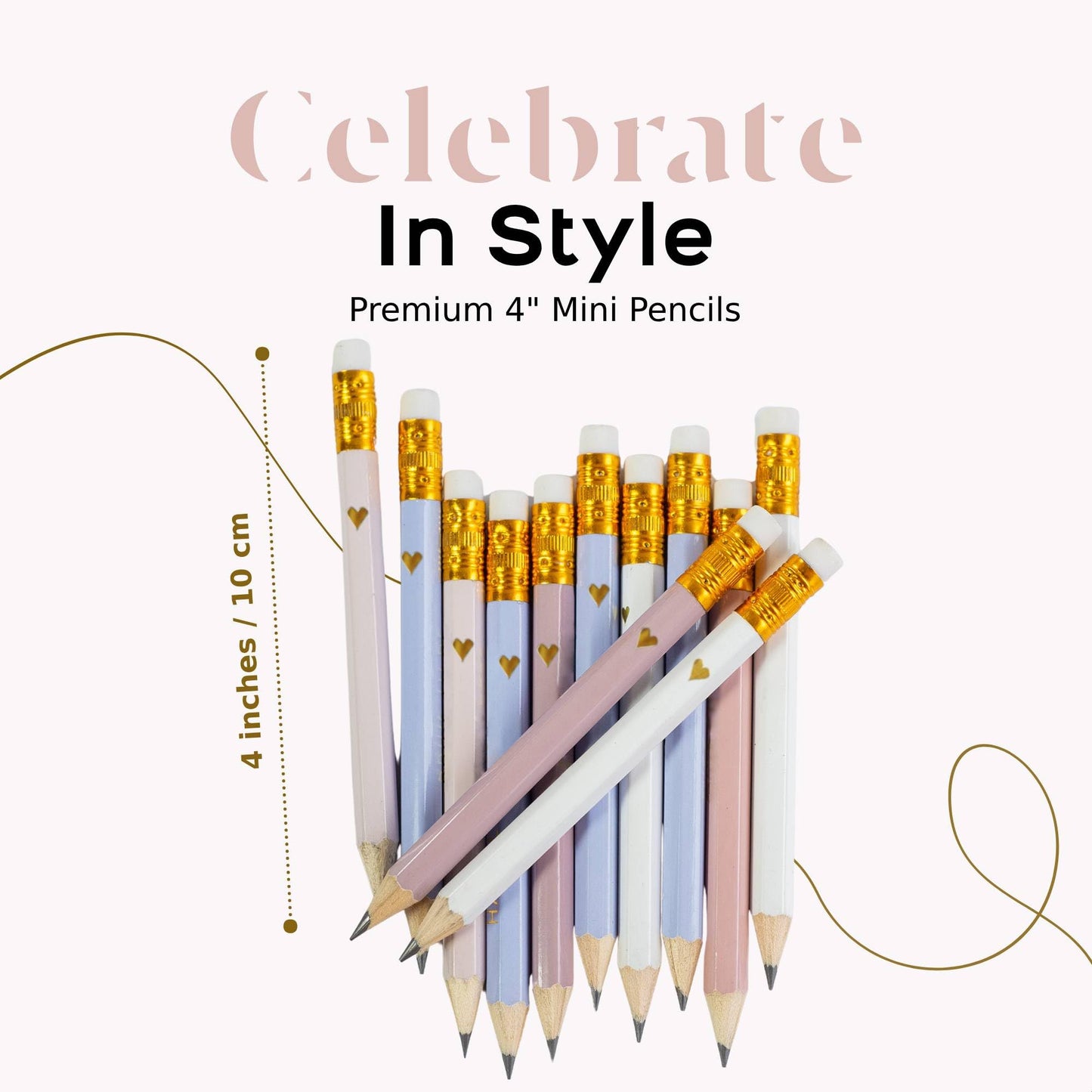 Markt Heart Pencils for Baby Shower Games and Bridal Shower Games, Mini Pencils, Small Pink Pencil Set For Game Prizes, Bridal Pens (Blush)