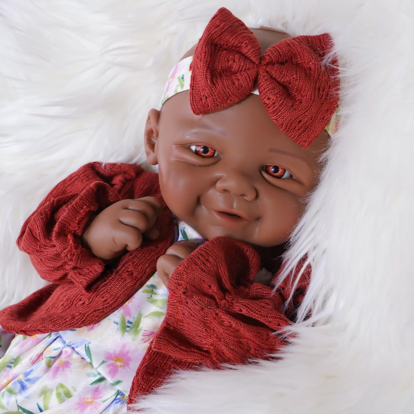 SILINAISIA Lifelike Reborn Baby Dolls Smiling Girl 17in Weighted Silicone Full Body Flexible Limbs Realistic Real Life Baby Dolls Open Eyes Newborn Babies