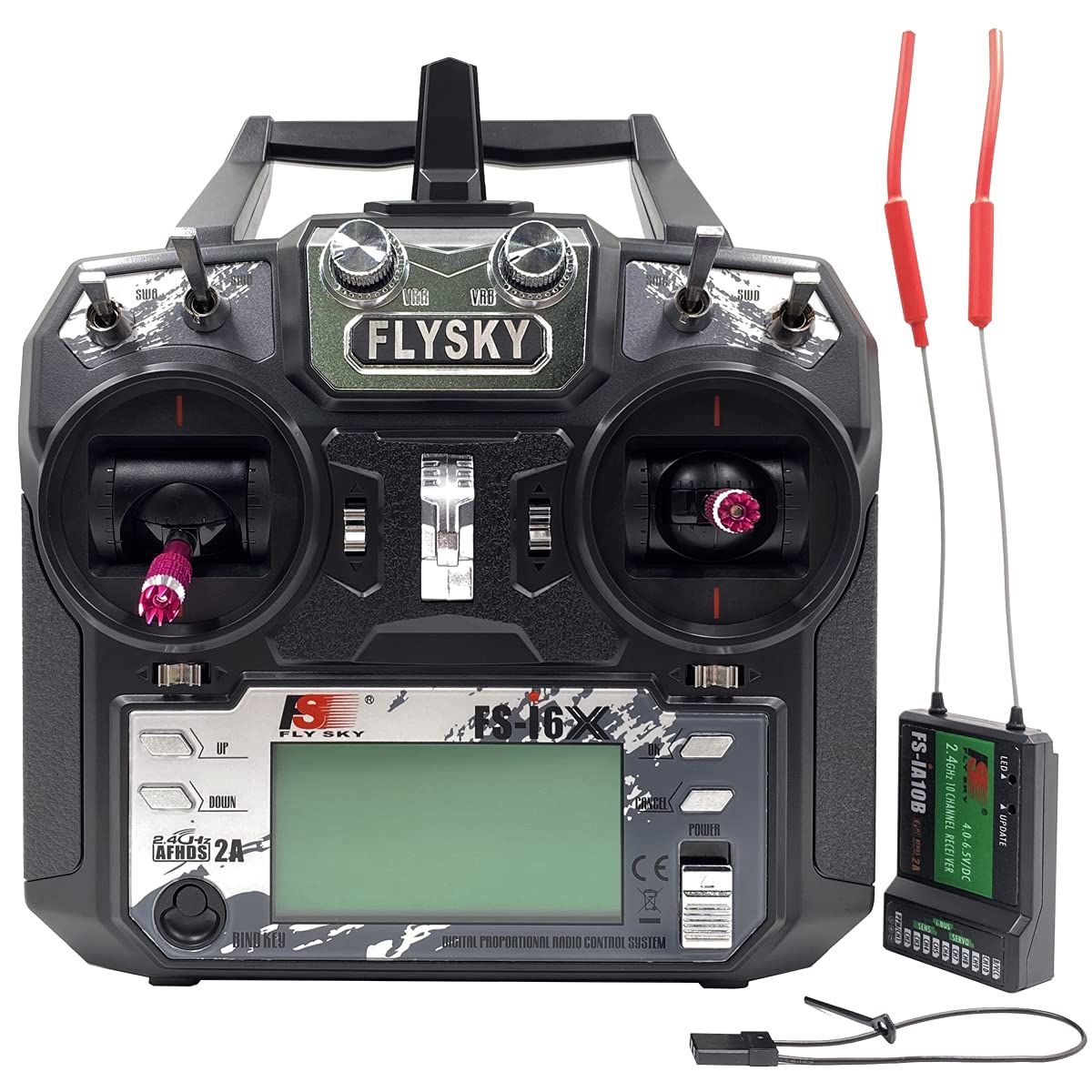 FLYSKY FS-i6X 10CH 2.4GHz RC Transmitter Controller w/FS-iA10B Receiver Upgrade Cable for RC Helicopter Plane Quadcopter Glider (Mode_2)