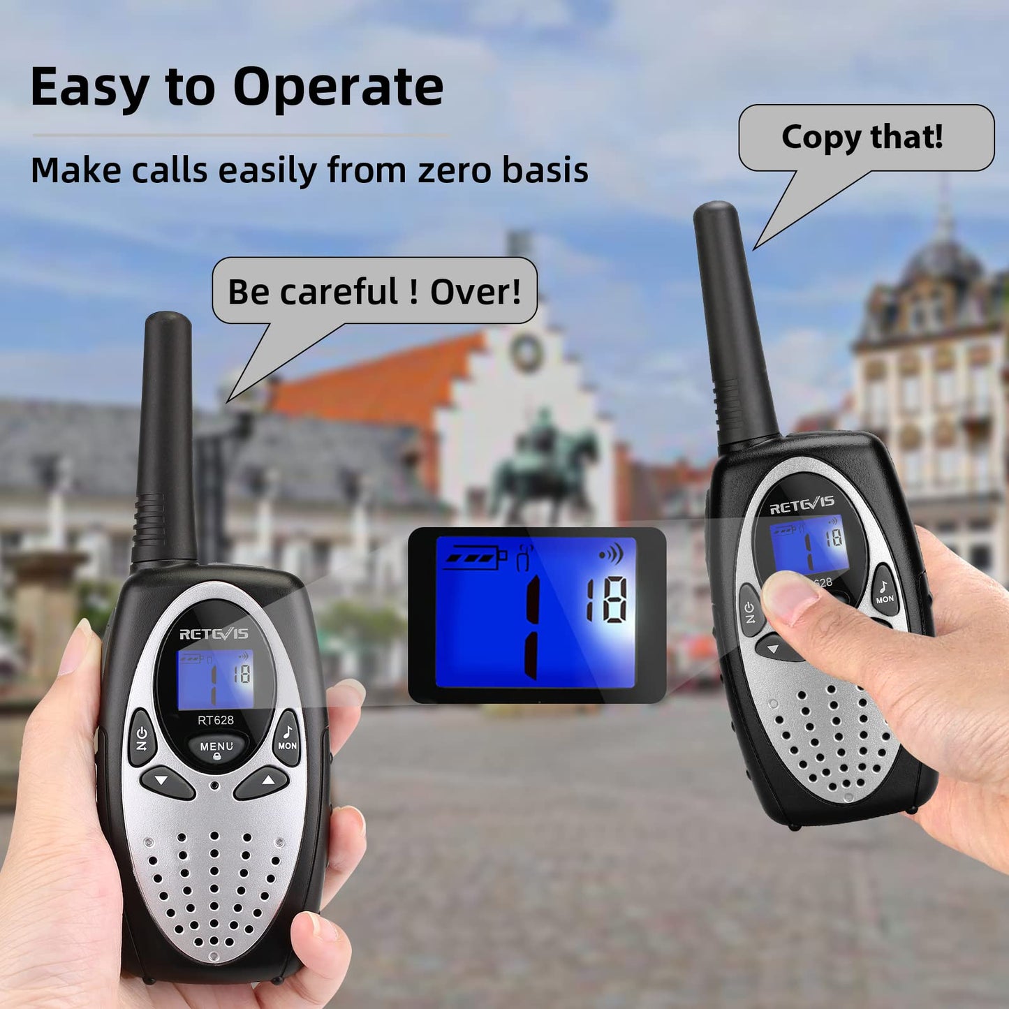 Retevis RT628 Walkie Talkies for Kids,Toy Gifts for 6-12 Year Old Boys Girls,Kid Gifts Walkie Talkie for Adults Outdoor Camping Hiking(Silvery 1 Pair)