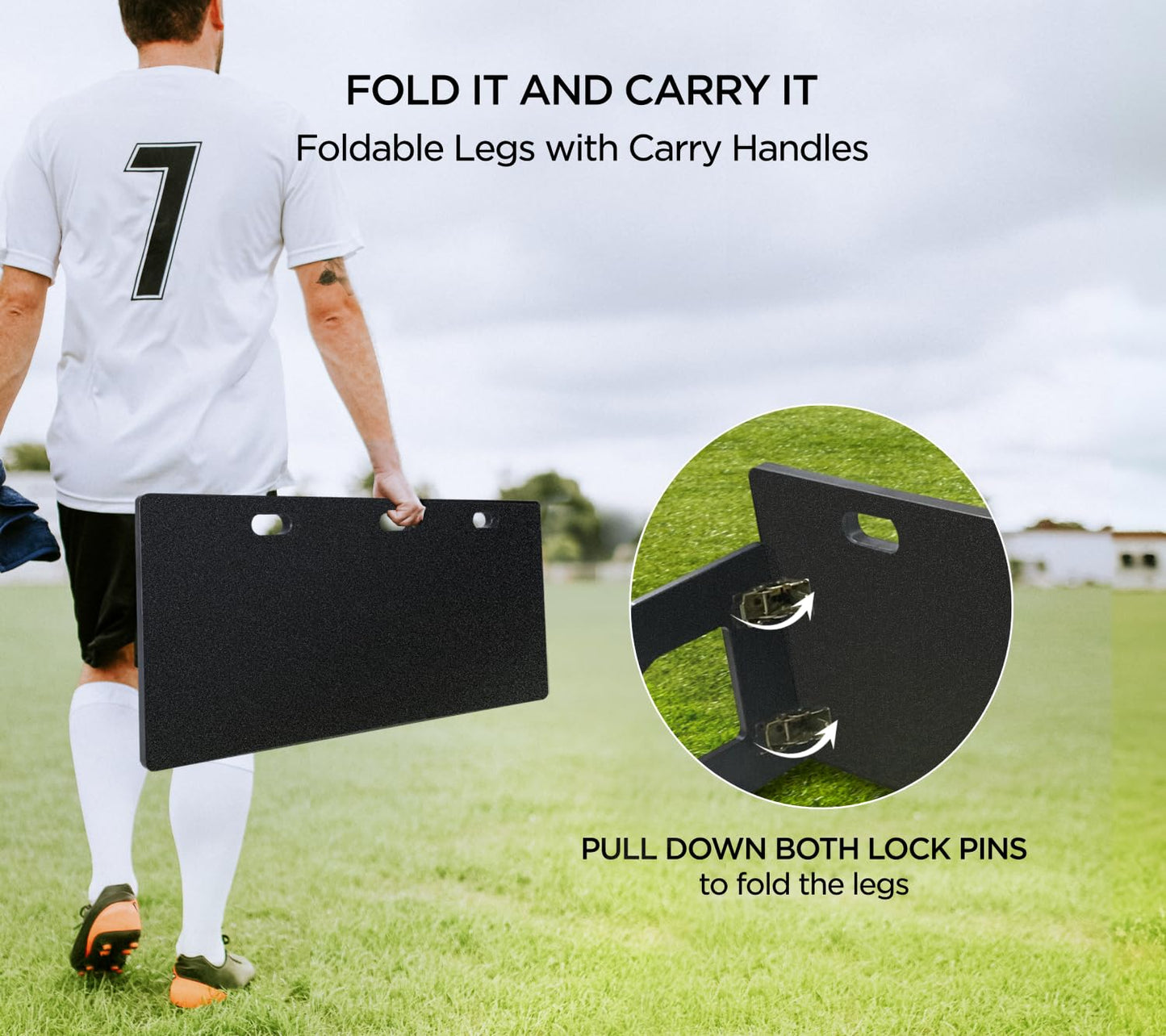 ZivPlay Soccer Rebounder Board Soccer Training Equipment Portable Wall Trainer for Kick Back Practice with 2 Ball Rebound Angles 40 x 16 Inch
