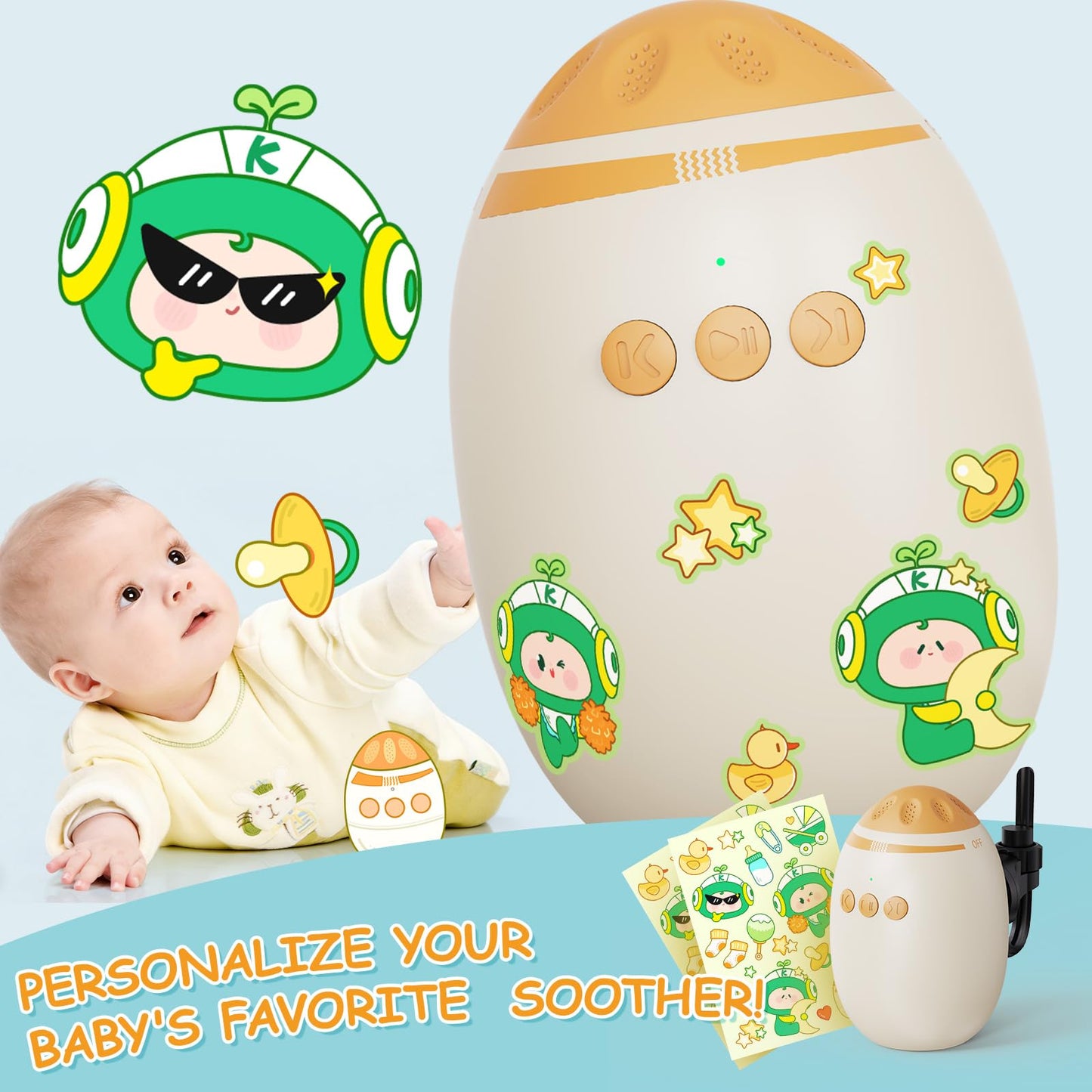 Hands-Free Baby Stroller Rocker Soother | Stroller Rocker Adjustable Vibration with 11 White Noises - Rechargeable Portable Baby Calming Device Universal Accessory for Strollers & Cribs