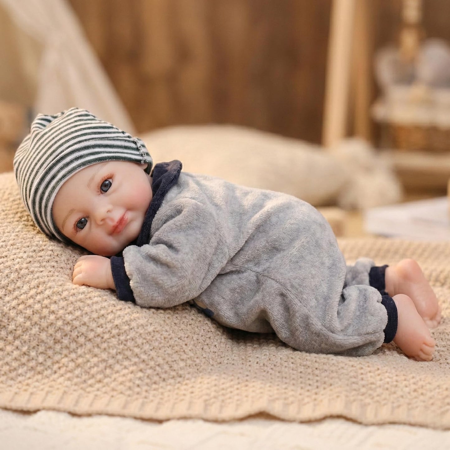 Cloveray Silicone Baby Doll, 12 Inch Full Body Platinum Silicone Reborn Baby Doll with Accessories Set, 2 Lb Weighted, Realistic Feel, Heartfelt Gift for Kids and Collectors, Ages 3+, Girl