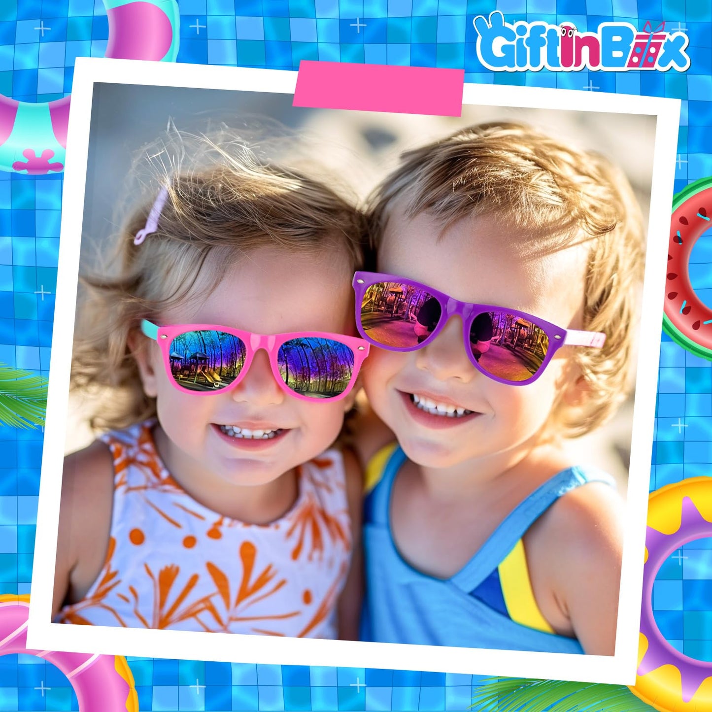 GIFTINBOX Kids Sunglasses Party Favors for Boys & Girls,Neon Toddler Sunglasses bulk with UV400 Protection, Pool Beach Party Favors, Goodie Bags Stuffers for Birthday Party -24pack