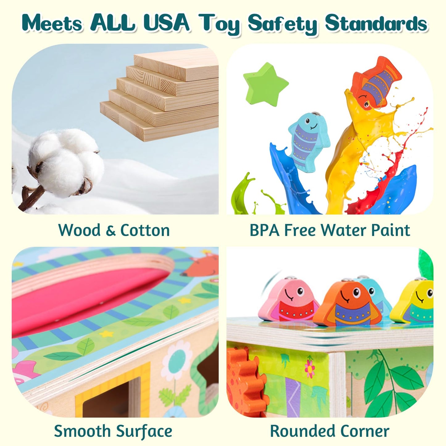 Ancaixin 6-in-1 Montessori Tissue Box Toy for 6+ Months Baby, Wooden Activity Cube, Puzzles 12-18 Months, Perfect 1 Year Old Girl Boy Gifts, Sensory Toys for Toddlers 1-3, Baby 1st Birthday Gift