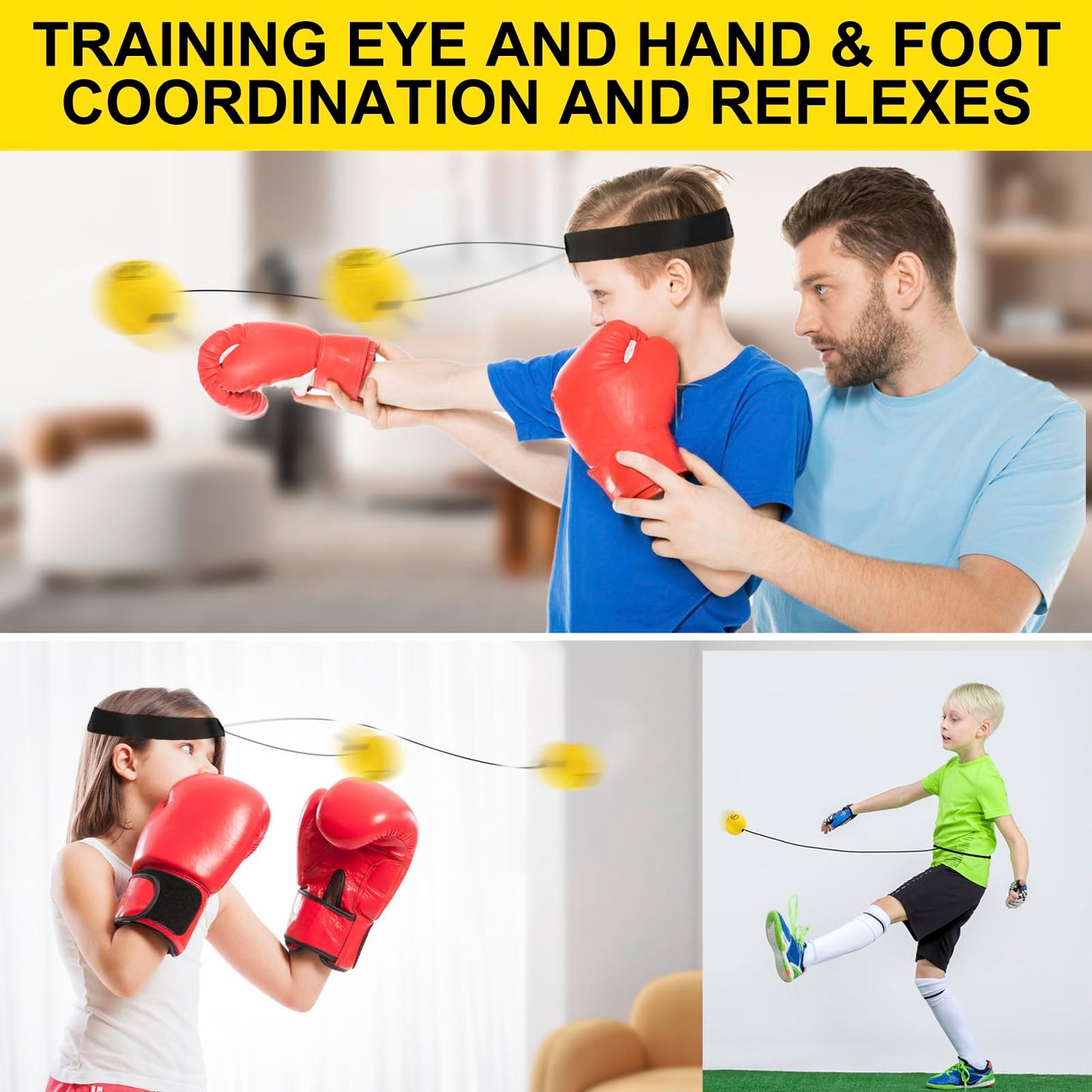 Funny Gift Ideas for Kids & Teen Boys - Unique Graduation & Birthday Gifts for Him, Boxing Game Hand-Eye & Foot Coordination Sport Training, Cool Party Favor & Summer Activity Gift for Children, Black