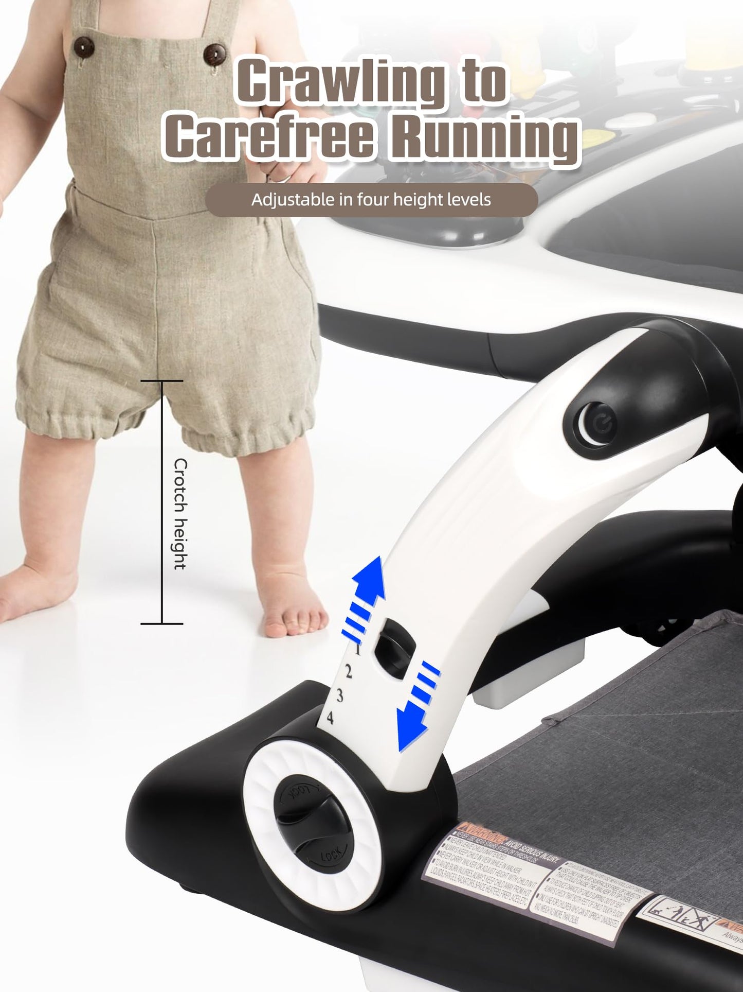 Music and Lights Baby Walker with Wheels, 6 in 1 Baby Activity Center w/Ergonomic backrest Design, Baby Walkers for Boys w/Foot Pads, Music Bouncer Walkers for Boys Girls Babies 6-18 Months, Black