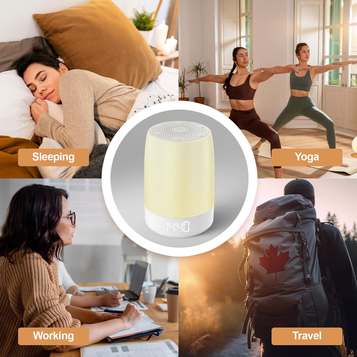 Reajoy White Noise Machine Alarm Clock for Baby Adults Kids with 32 Soothing Sounds 8 Colors Rainbow Breathing Light，Toddler Sleep Trainer with Timer, App Remote Control，Bluetooth Playback for Bedroom