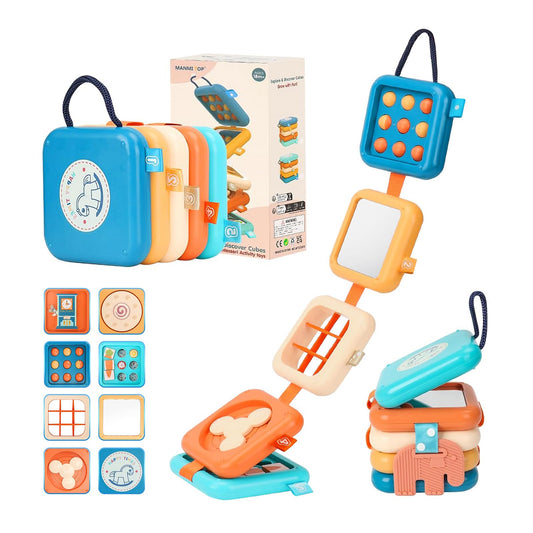 YINGZHIXING Busy Board for 1 2 3 Year Old - Montessori Travel Toy with Fine Motor Activities, Busy Cube Sensory Learning for Toddlers 1-3 - Perfect Baby Boy Girl Gift & Airplane Car Activity