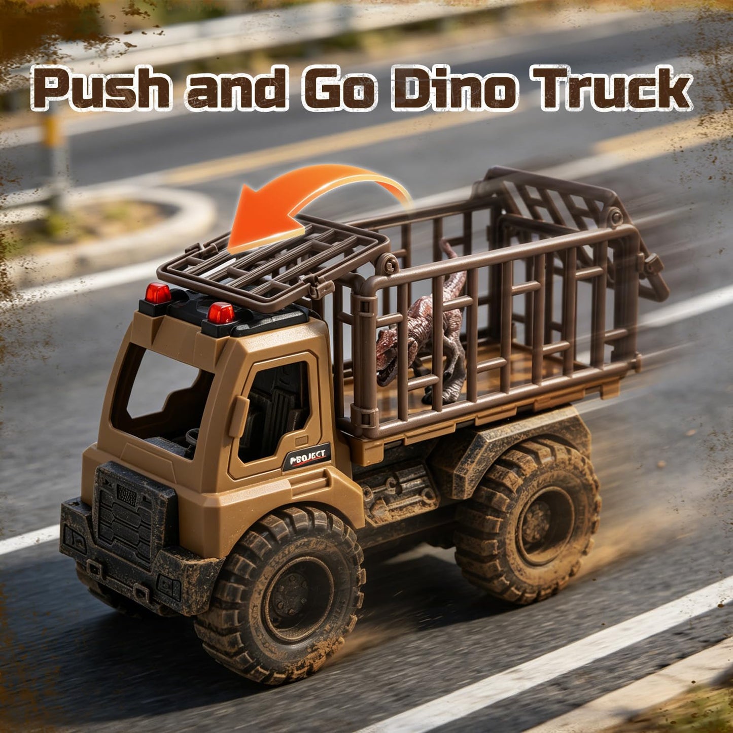 CUTE STONE Dinosaur Truck Toy with Army Soldiers Toy and 4 Dinos, Push and Go Transport Carrier Playset, Gift for 3+ Year Old Boys and Toddlers