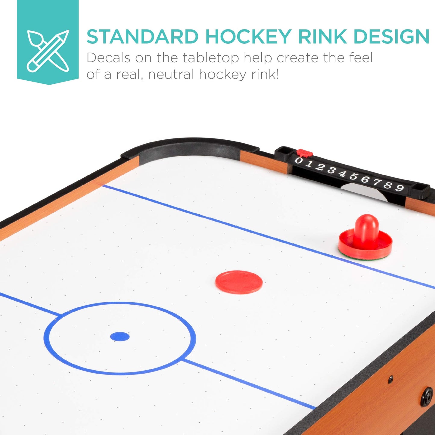 Best Choice Products 40in Air Hockey Arcade Table w/ 100V Motor, Electric Fan, 2 Strikers, 2 Pucks - Light Brown