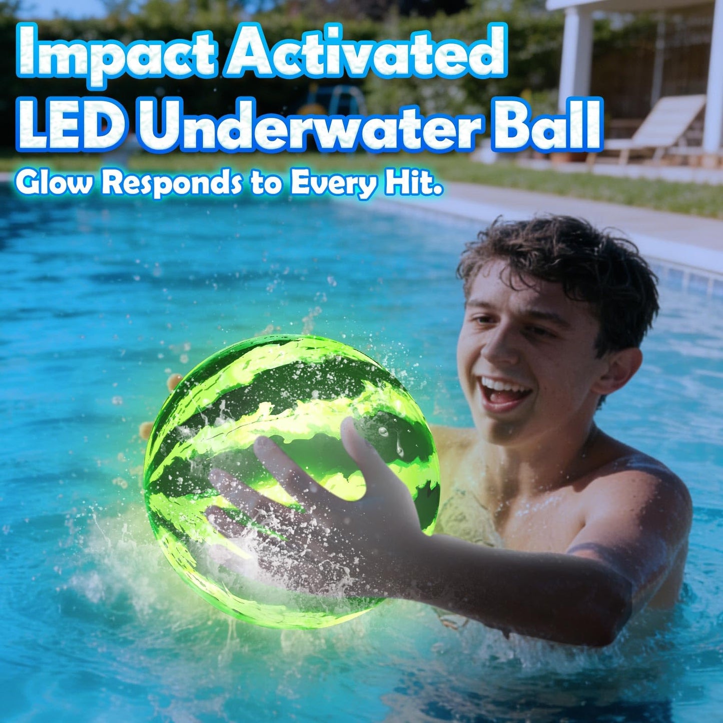 Focusport LED Underwater Pool Ball Game – 2 Pack 9" Glow Water Ball Toy for Kids, Teens, Pool Sports Game for Water Football & Basketball, Fun Pool Game for Backyard Parties & Outdoor Water Play