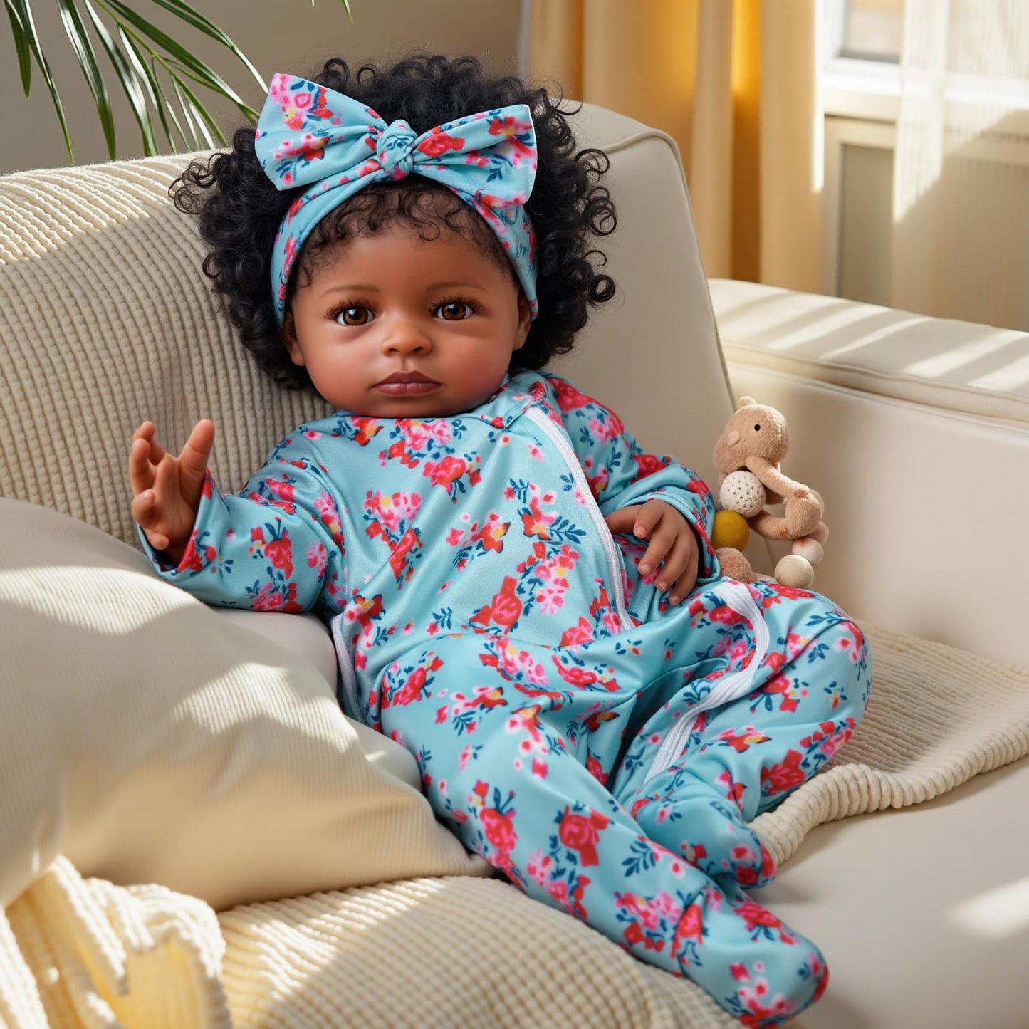 BABESIDE Lifelike Reborn Black Girl- 18-Inch Realistic Newborn Real Life Baby Dolls with Clothes and Toy Gift for Kids Age 3+