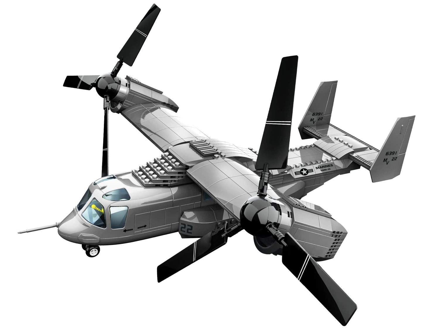 Apostrophe Games V-22 Osprey Tiltrotor Aircraft Building Block Set – 460-Pcs Plane for Kids Older Than 10 and Adults – Compatible with All Building Bricks