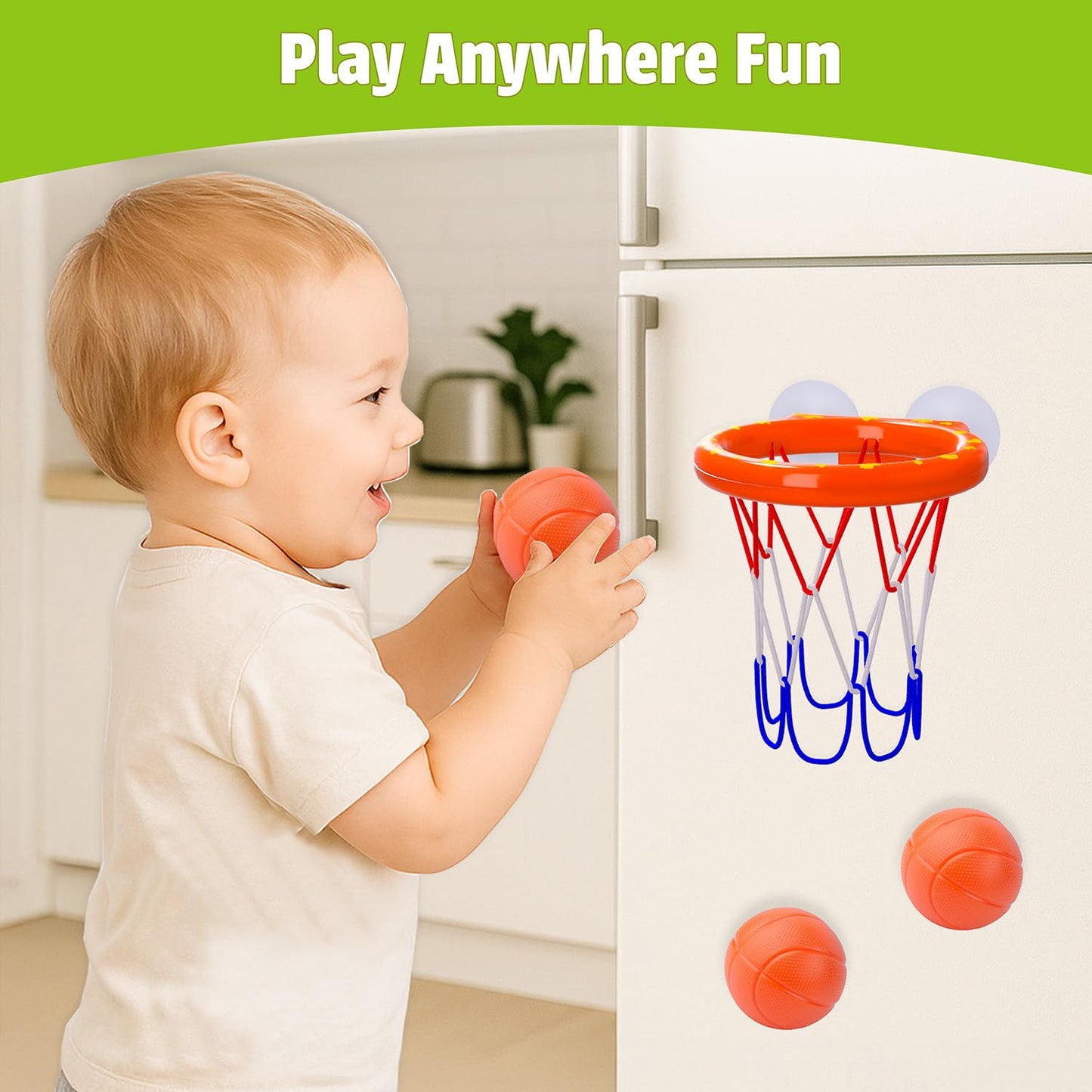 MARPPY Bath Toys - Bathtub Basketball Hoop for Kids Toddlers - Mold Free Bath Toys with Suction Cup & 3 No Hole Balls - Shower Toys and Bathtub Toys for Toddlers - Boys Girls
