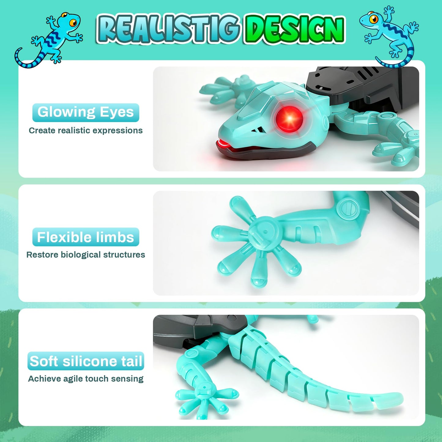 Hamino Wall Climbing Gecko, Remote Control Electric Lizard Toy Funny Prank Toys, Floor & Wall Crawling, Glowing Eyes, Upgrade Low Noise, Rechargeable Boys Gifts for Kids 3 4 6+ Year Old