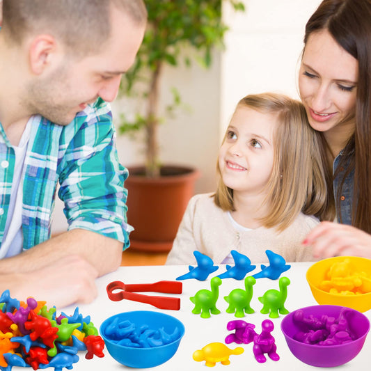 USATDD Counting Dinosaurs Montessori Toys Color Sorting Animals Matching Games Preschool Learning Activities Educational Sensory Toys Easter Basket Stuffers Gifts for Kids Toddlers Boys Girls Age 3+