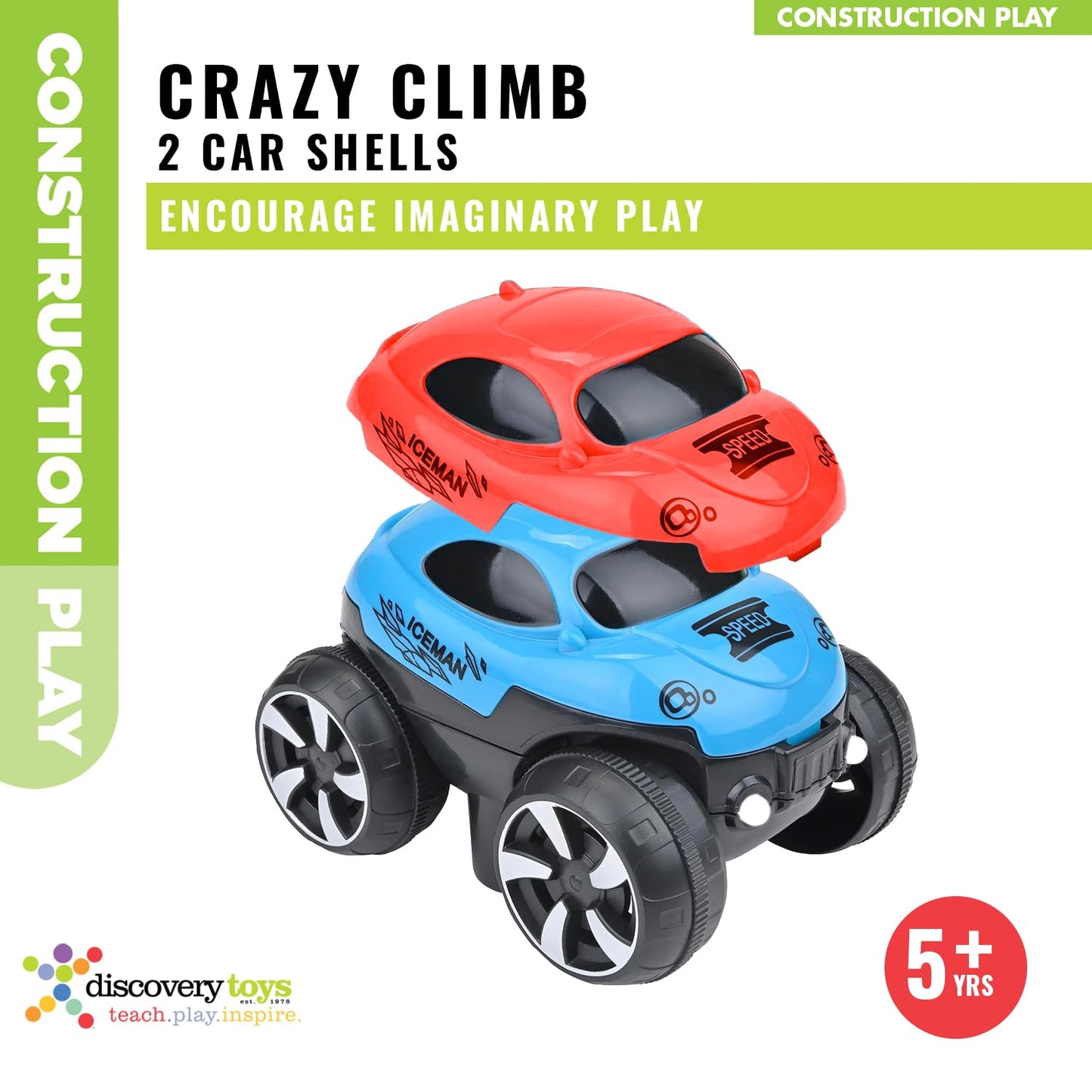 Discovery Toys – Crazy Climb Track | Car Track Set with LED Light-Up Race Car | Interchangeable Car Shells | Multicolor Flexible Changeable Track | Custom Racetrack Toy | 5+ yrs
