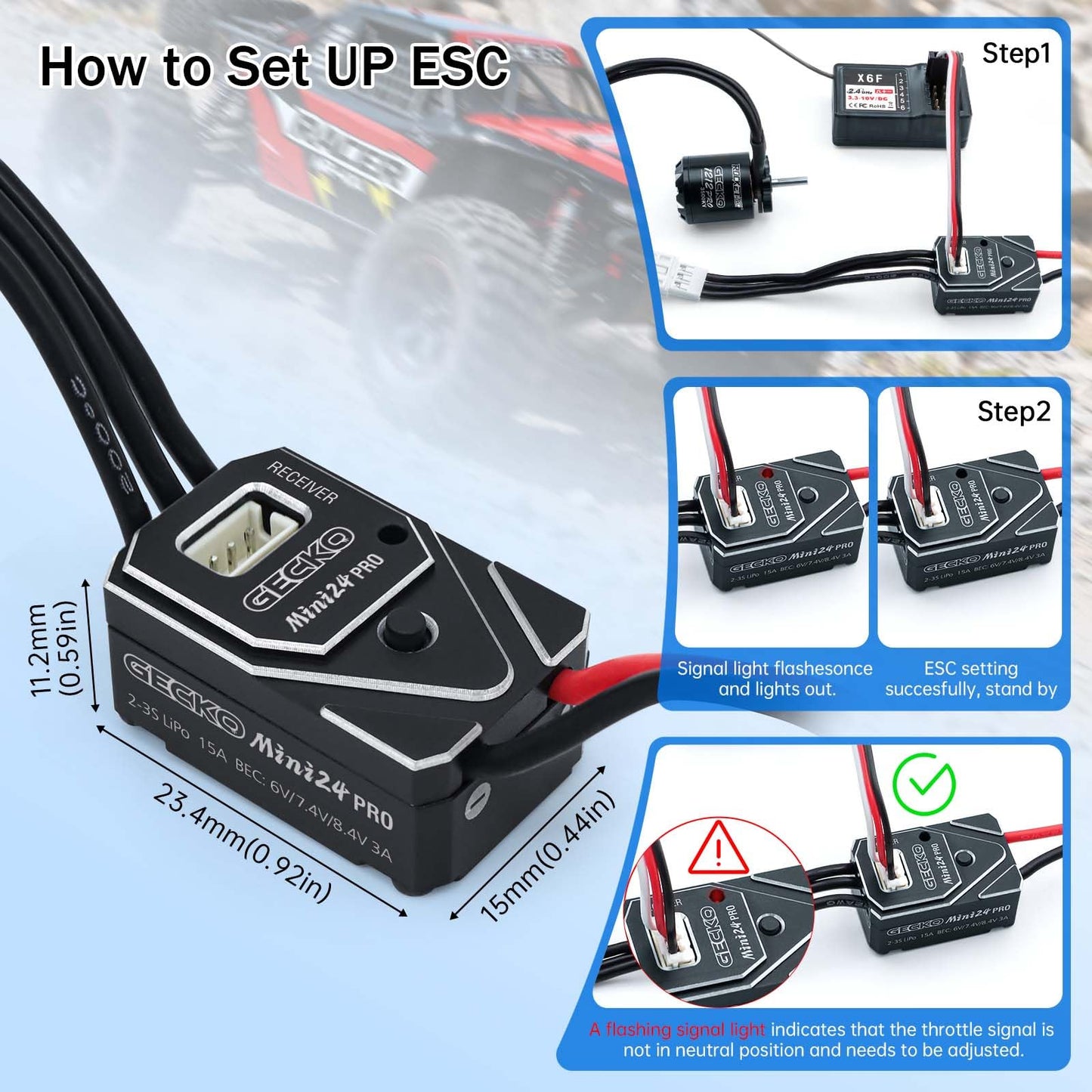 Surpass Hobby 1212 Pro 3500KV Outrunner Brushless Motor and 25A Waterproof Brushless ESC for 1/18 TRX4M Ascent-18 Upgrade