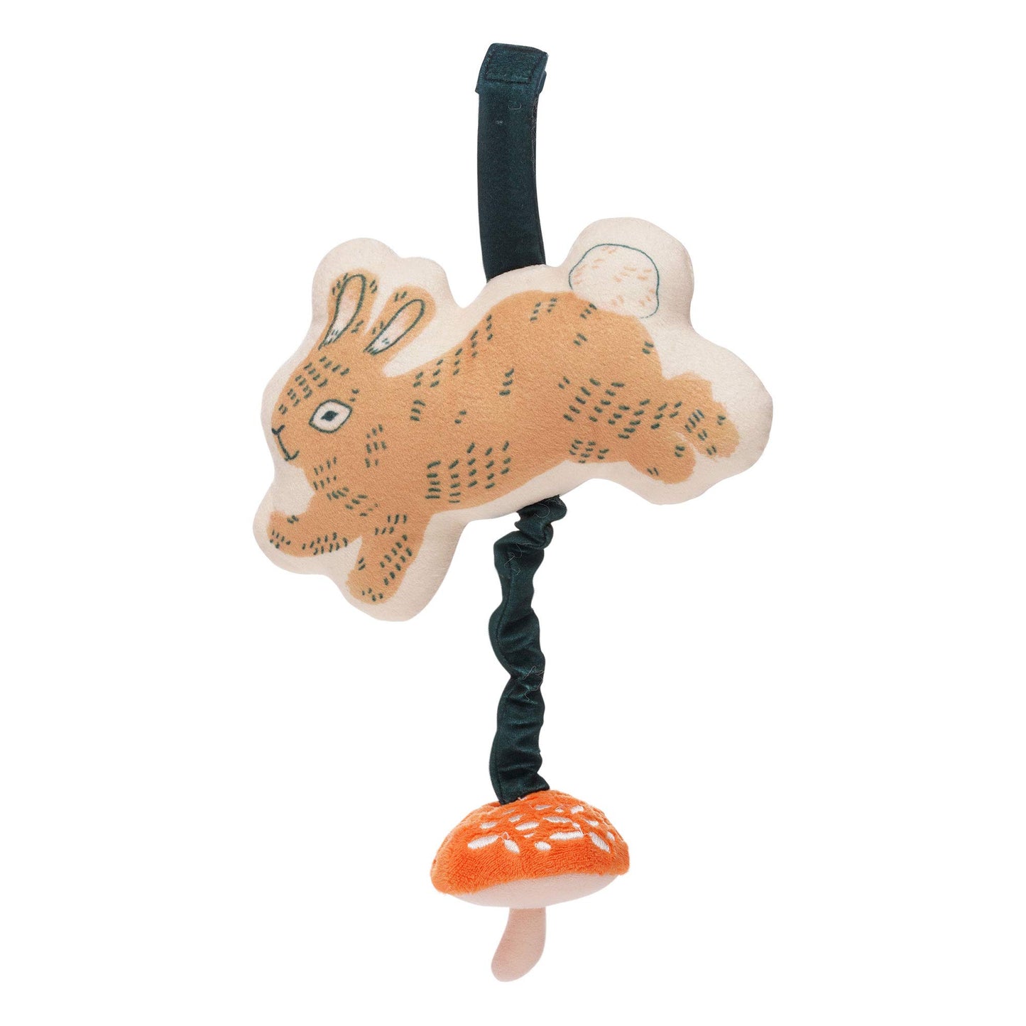 Manhattan Toy Button Bunny Brahm's Lullaby Pull Musical Toy with Baby Chime and Adjustable Fabric Loop for Carriers and Cribs