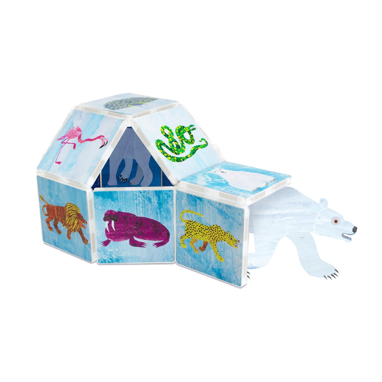 CreateOn Eric Carle Polar Bear with Head to Toe Bonus Set Magnetic Tiles, Building Set for Kids, Magnetic Building Toys for Kids, STEM Toys for Boys and Girls Ages 3+, 24 Piece
