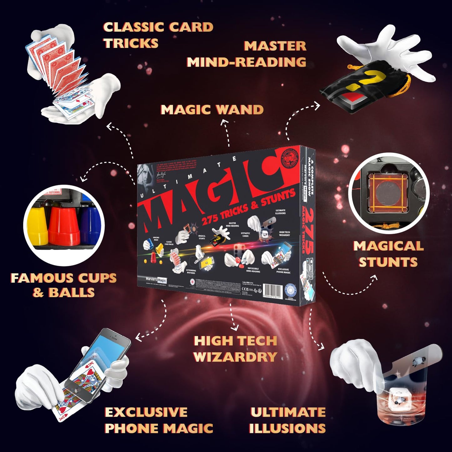 Marvin's Magic - 275 Ultimate Magic Tricks - Full Set - Kids Toys for Birthday - 275 Mind-Blowing Tricks & Illusions Included - Age 8+