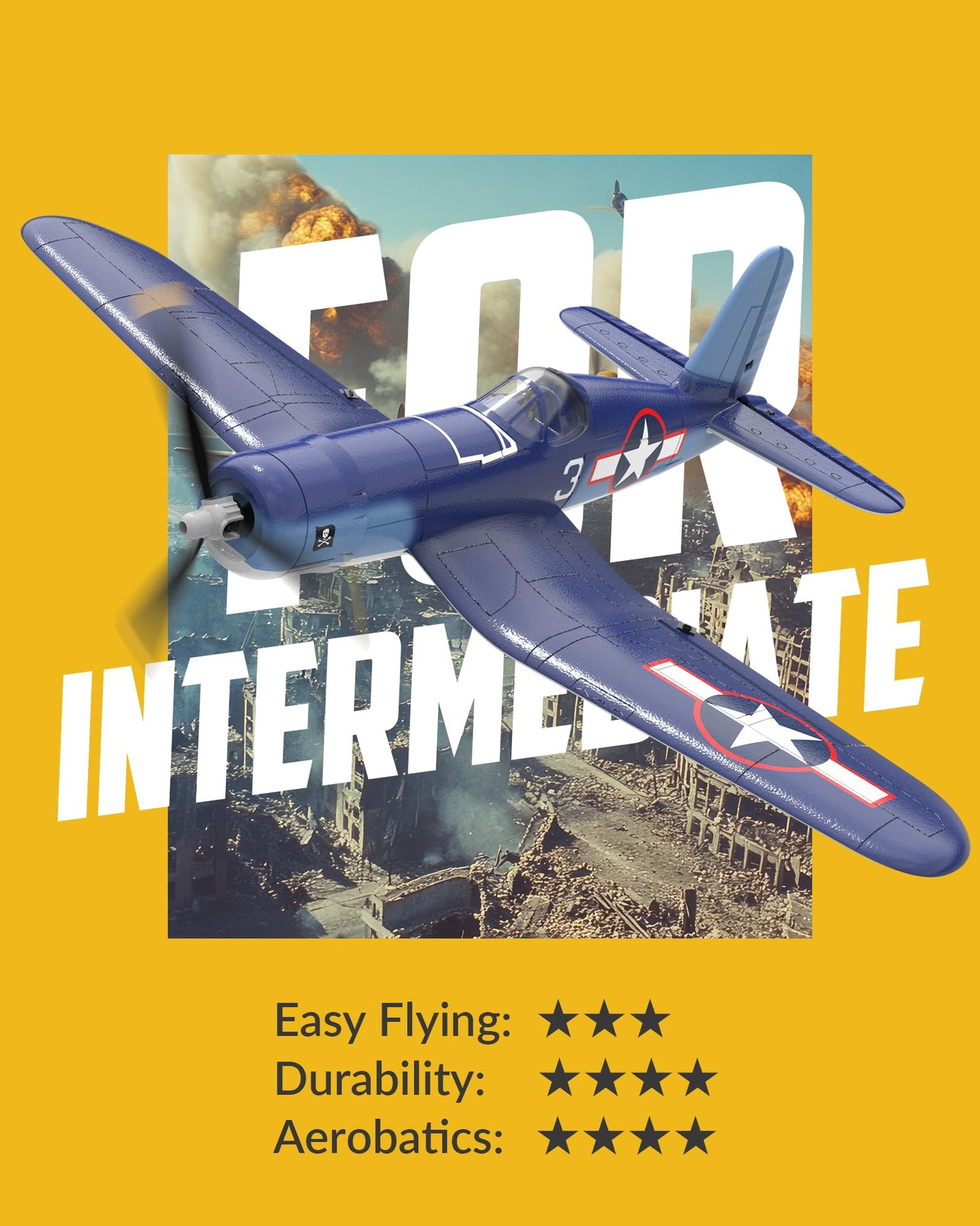volantexrc RC Plane for Beginners, 4CH WWII RC Airplane F4U Corsair with Aileron, 2.4Ghz Remote Control Plane with Xpilot Self Righting & One Key Aerobatic & Upgraded Canopy (761-8V2 RTF)