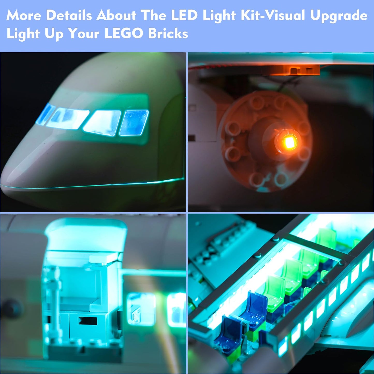 LocoLee LED Light Kit Compatible with Lego Passenger Airplane 60367, DIY Creative Lighting Set Accessories Compatible with Lego 60367 for Adults (Lights Only, No Models)