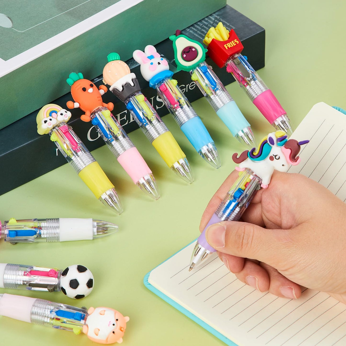 Mooliwe 24 Pcs Mini Multicolor Pens in One 18 Pieces 4-in-1 and 6 Pcs 6-in-1 Cute Fun Ballpoint Pens Bulk Easter Egg Fillers Party Favors Birthdays Gifts Kawaii Prizes Goodie Bags Stuffers (Classic)