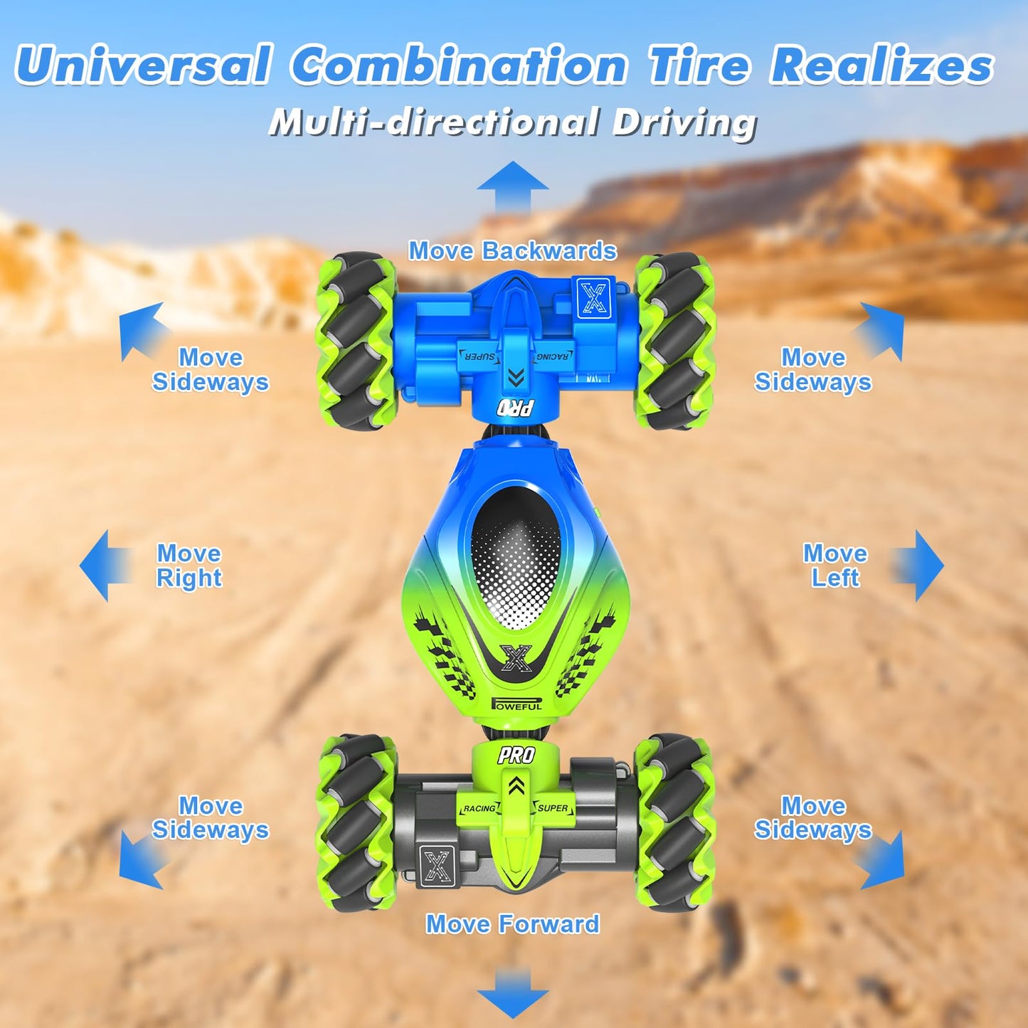 Fosgoit Gesture RC Car, 2.4GHz 4WD Gesture Sensing RC Stunt Car Toys for 6-12 Years Old Boys Girls, Hand Controlled Remote Drift Twist Offroad 360° Rotation with Lights Music for Birthday Gifts