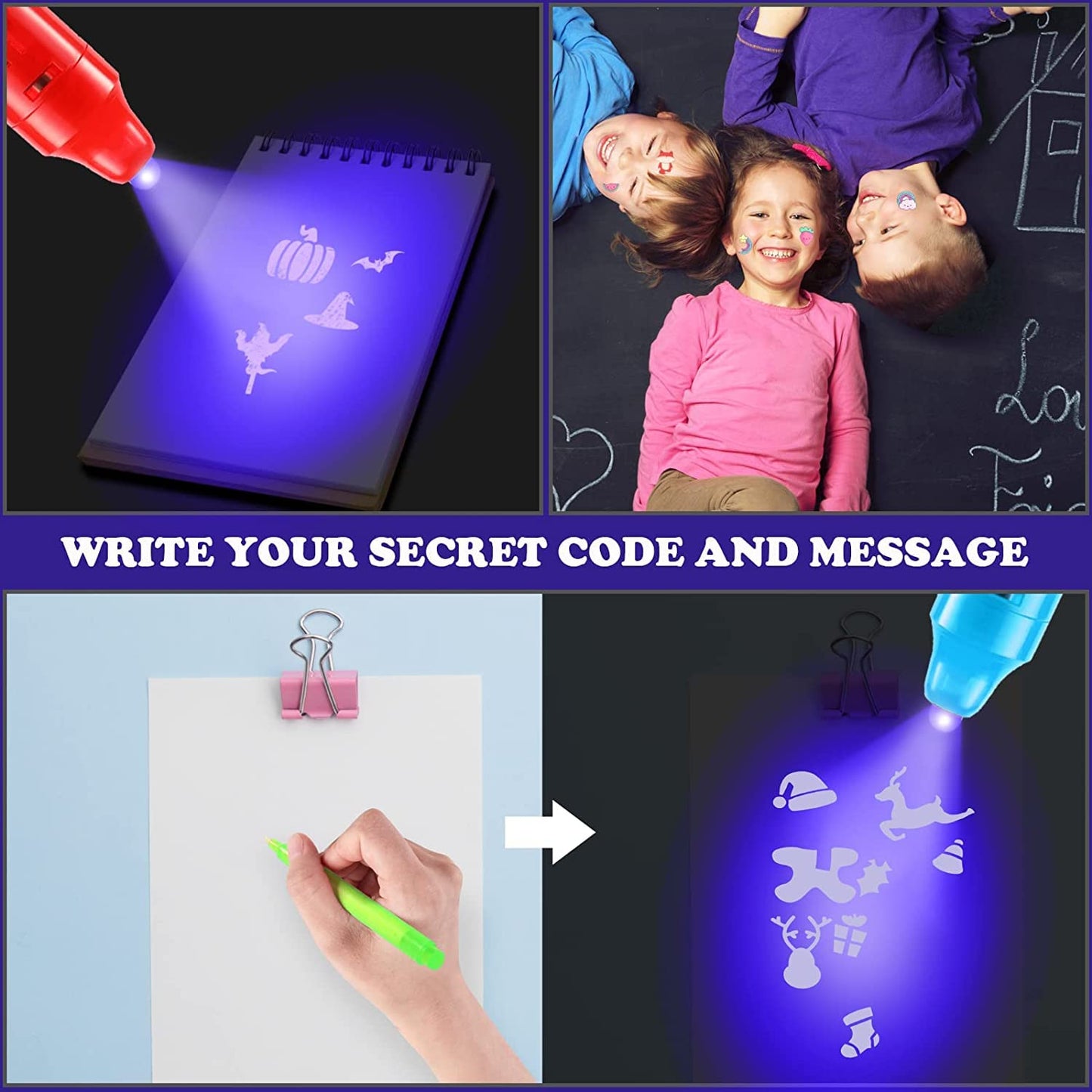 DazSpirit 30 Pack Invisible Ink Pens with UV Light, Classroom Prizes, Treasure Box Fillers, Prize Box Toys, Goodie Bag Stuffers, Spy Party Favors for Kids 8-12, Secret Message Pens