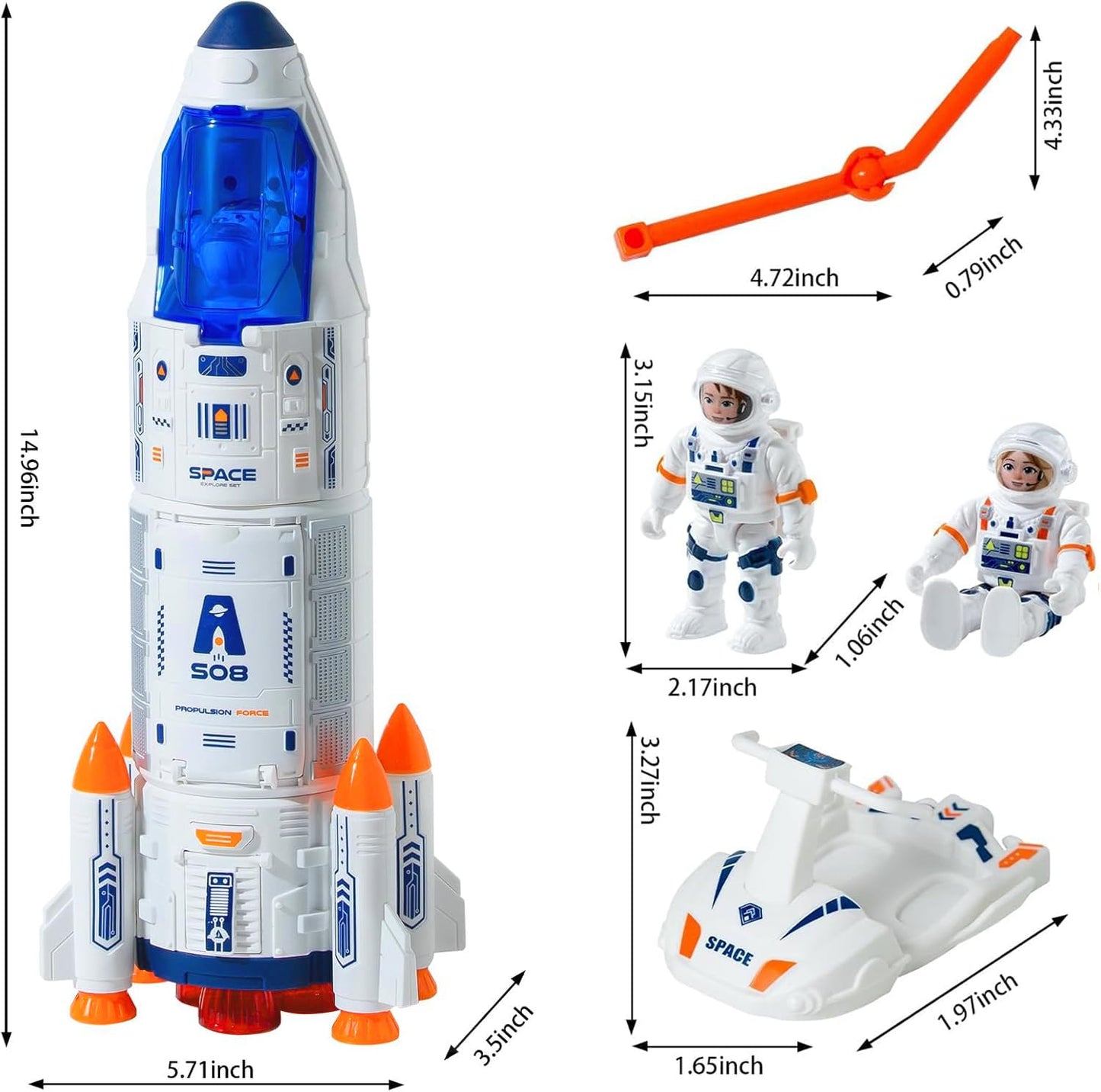 Wbzle Rocket Ship, Space Shuttle Astronaut & Space Adventure Toys,Science Educational Rocket Toys for Kids 3-5 - Lights/Music/Spray