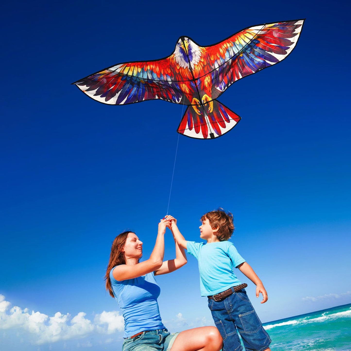 HENGDA KITE Eagle Kite,for Kids and Adults,Easy to Fly,Excellent Fabric and Structure Design,The Pictures are Beautiful in high Definition,Suitable for Beginners(63x27)