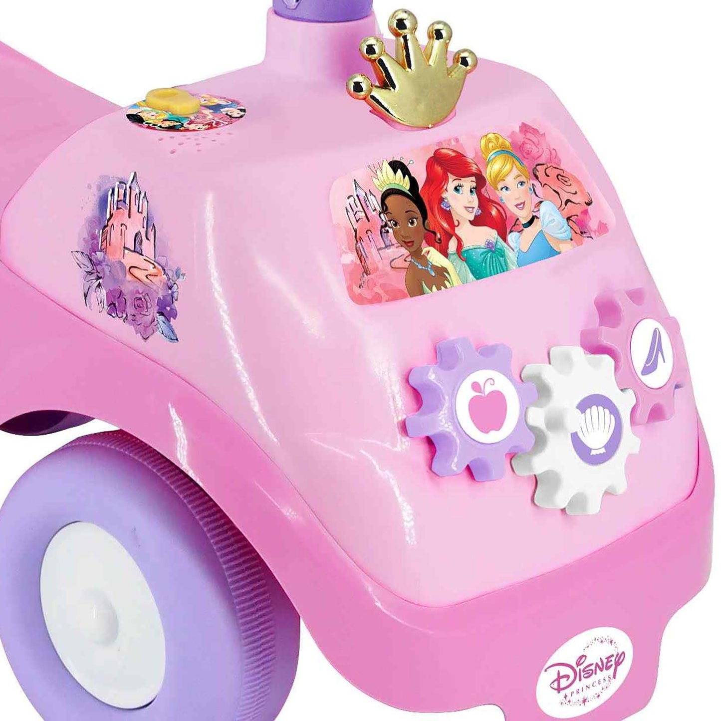 Disney Kiddieland Princess Lights & Sounds Toddler Ride On Foot-to-Floor Push Car with Interactive Dashboard Ages 12-36 Months Easy-Roll Wheels Safe Durable Construction