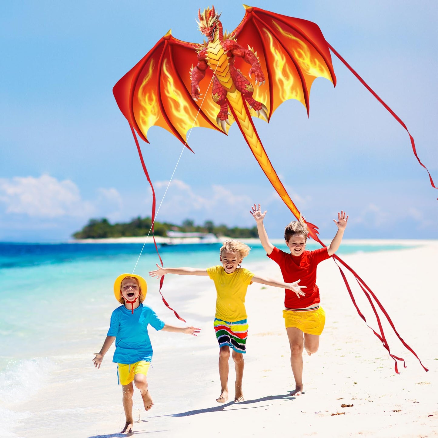 YFAFENGS Large Red Fire Dragon Kite for Kids & Adults Easy to Fly Kite, Perfect for Holiday Fun, Outdoor Activities, Beach & Park Play, Ideal Gift for Dragon Lovers on Christmas/Birthday