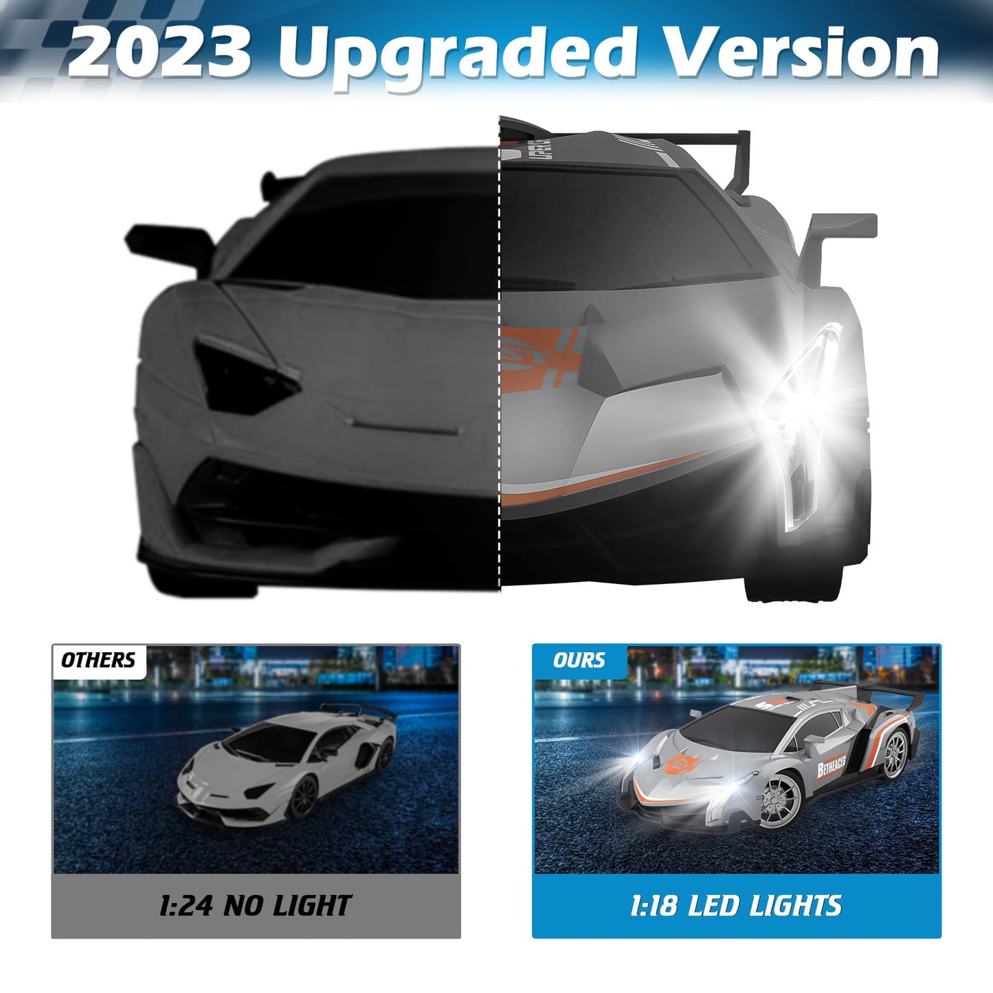 Growsland Remote Control Car RC Cars Xmas Gifts Toys for Kids 1/18 Electric Sport Racing Hobby Rc Crawler Toy Car Model Vehicle for Boys Girls Included Rechargable Batteries