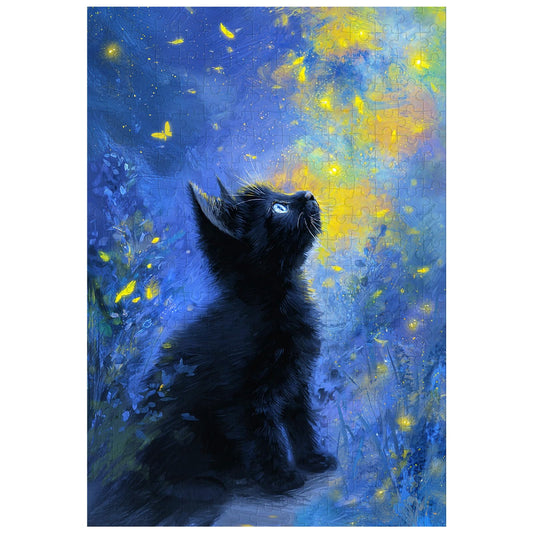 Great Jigsaw Puzzles for Adults 300 Pieces Starry Night Black Kitten Puzzles for Adults Toys Gift Family Decoration Kids Puzzle