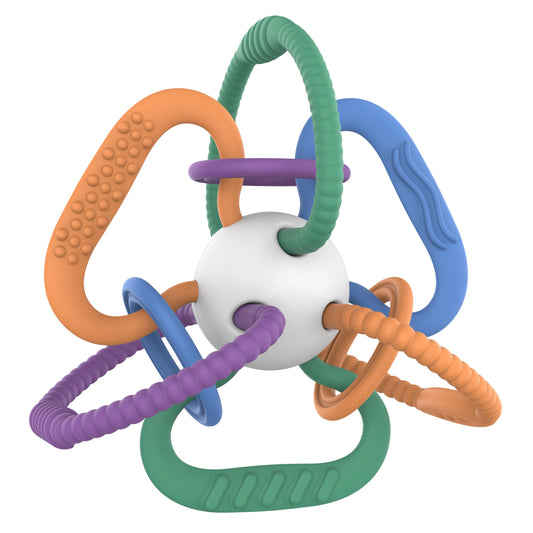 Quark Thiingy Baby Teething Toy - Sensory Toy with BPA-Free Silicone Rings & Baby Rattle - High Temperature Sterilization & Dishwasher Safe - for Newborns, 0-12 Months - Baby Teething Relief Chew Toy