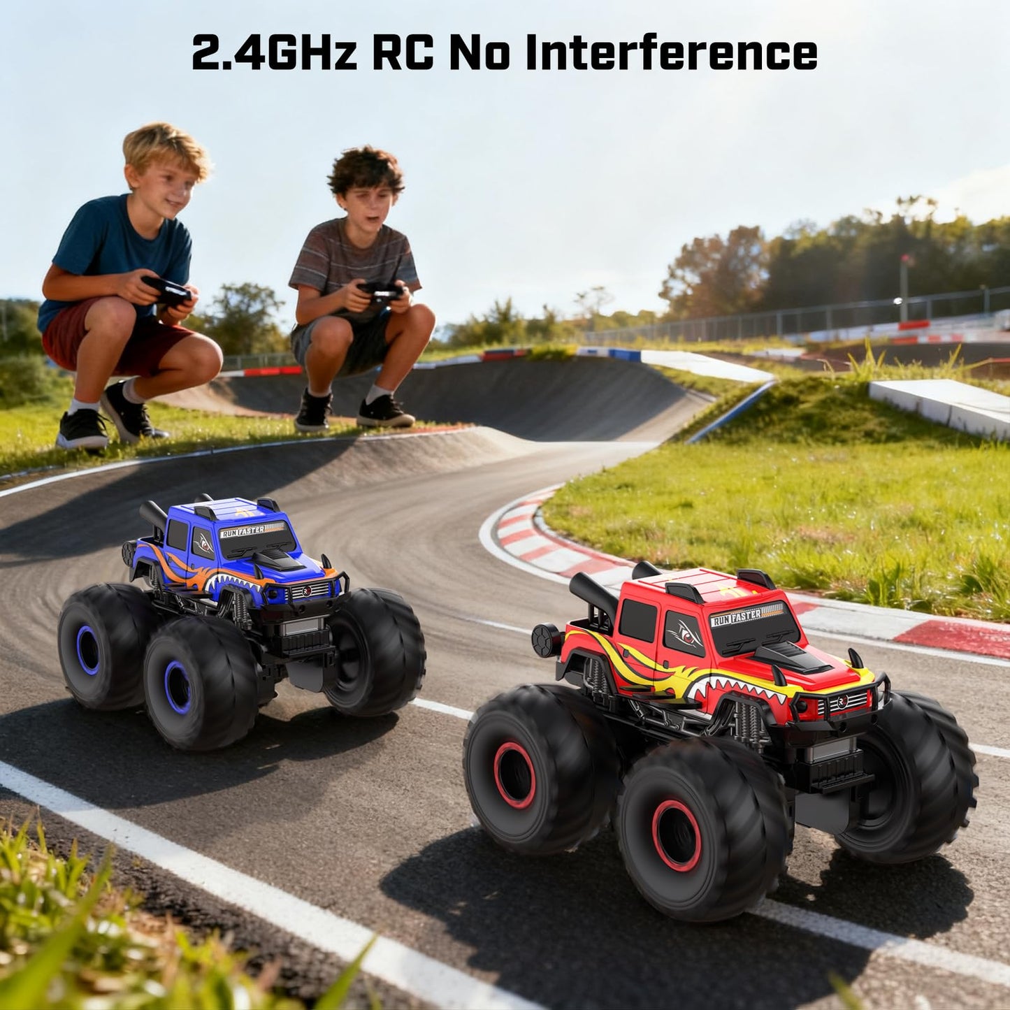 WayEee Remote Control Car Toys for Kids 6+, RC Car Waterproof Monster Truck Toys, Amphibious 4X4 Pickup, All Terrain Off-Road Vehicles, 2.4GHz Remote Control, 1/18 Scale RC Truck Boys Gifts/Red