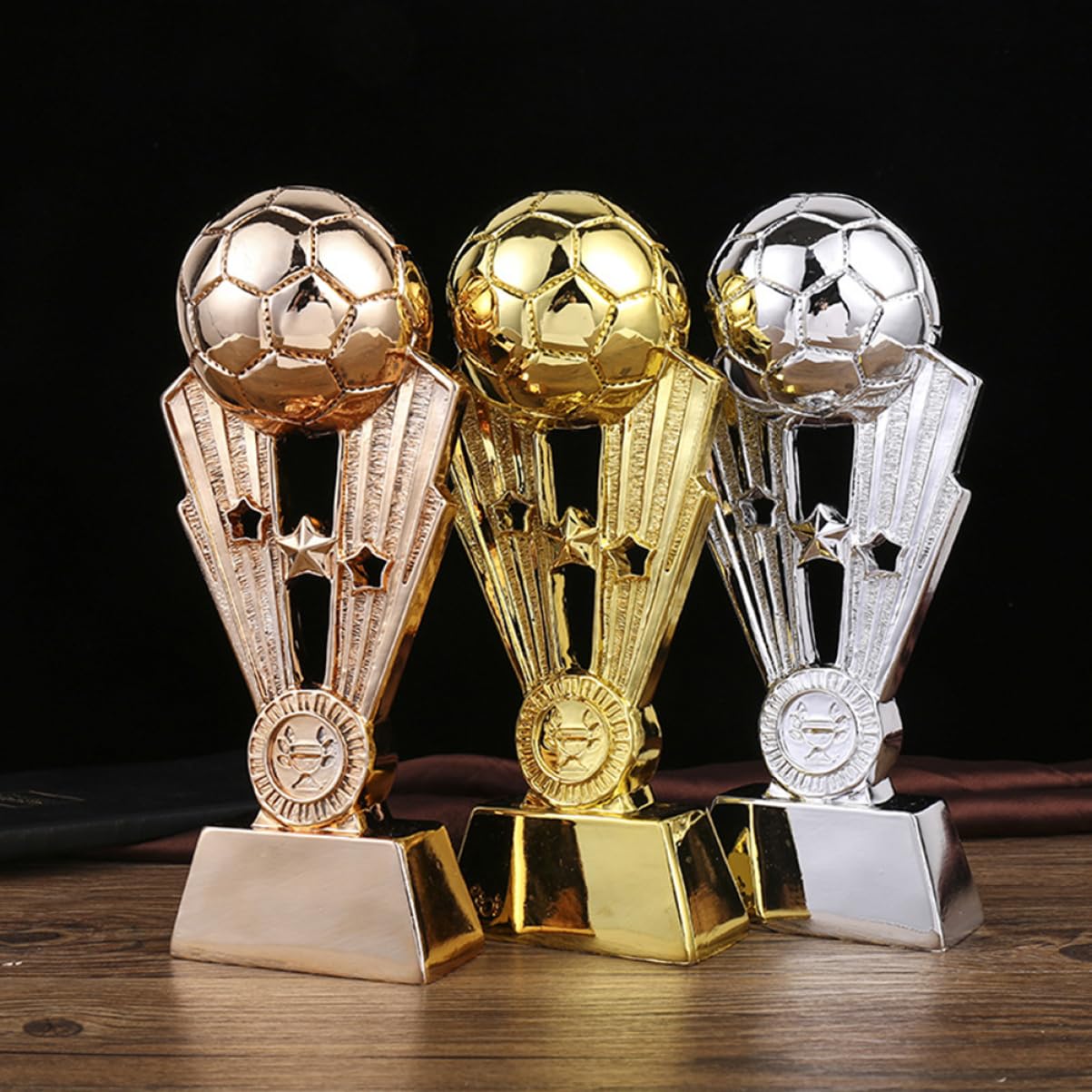 NULYLU Plating Resin Football Trophy Award with Base for Boys and Girls Sports Events Soccer Team Recognition for School Office Kindergarten Bronze Finish