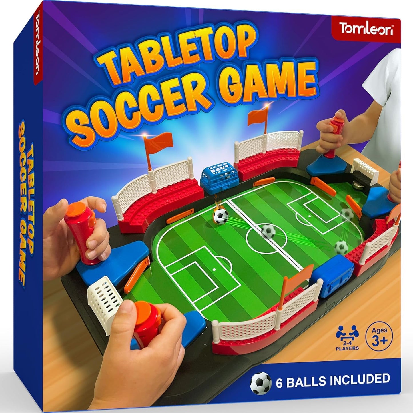 Soccer Toy for Kids - Table Top Foosball Game for 3 4 5 6 7 8-12 Year Old Kids - Interactive Soccer Gift - Mini Football Table Game with Goal Bell, Score Counter & 6 Balls - Easy Set-up Gift