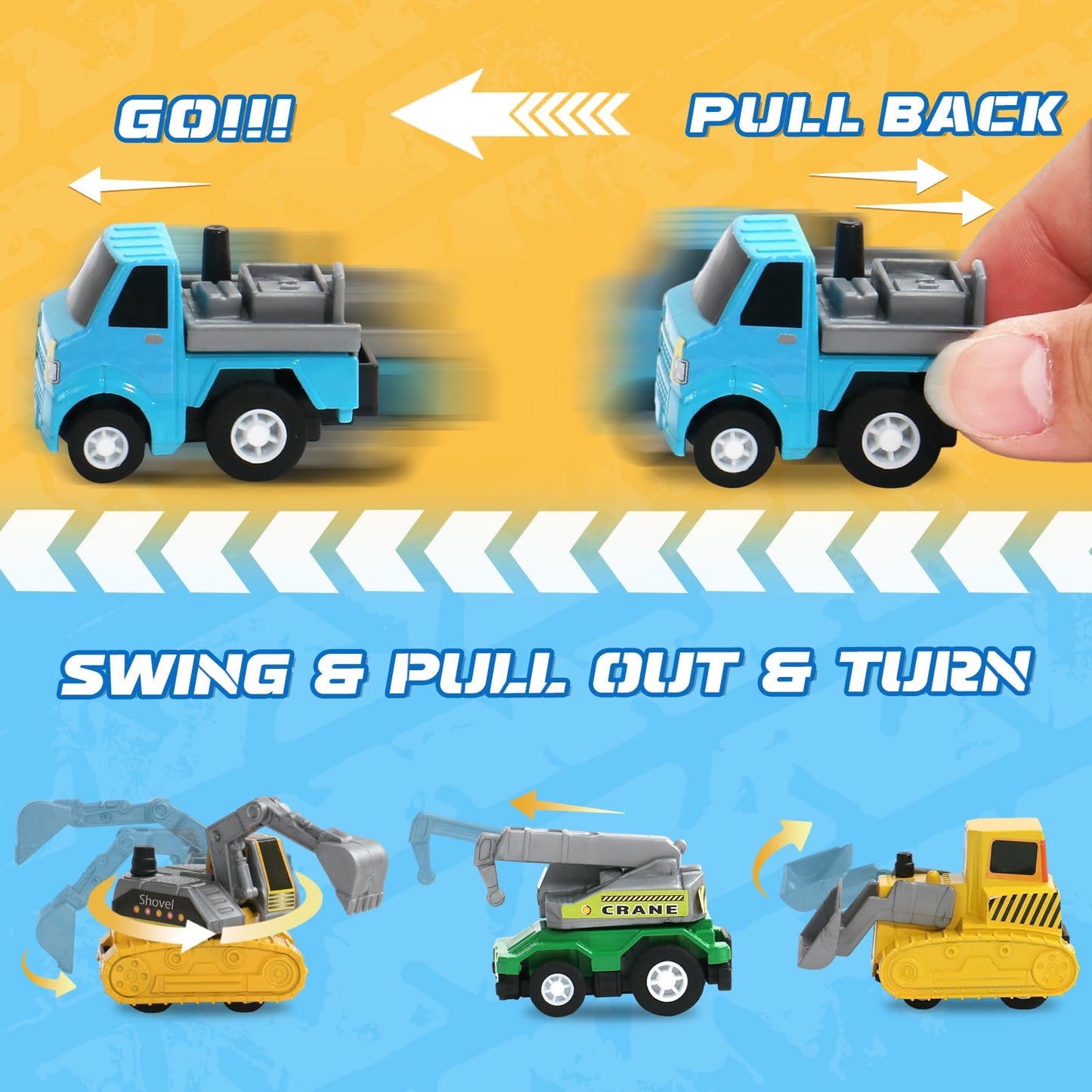 Fajiabao 18 PCS Toy Cars for Toddlers Mini Pull Back Cars Trucks Pinata Stuffers for Kids Party Favors for Kids 3-5 Classroom Prizes Basket Bulk & Goodie Bag & Treasure Box for 2 3 4 5 6 Boys Girls