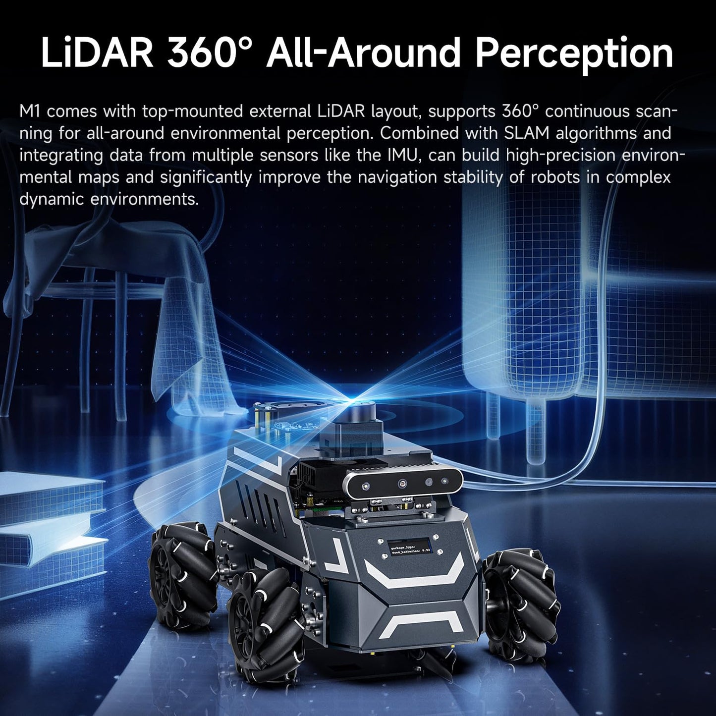 Yahboom Jetson Nano B01 ROS2 Robot 360° Omnidirectional Wheels,Embedded Intelligence,Large AI Model,SLAM Navigation for Electronic Engineering Competitions (Standard Ver Without Nano)