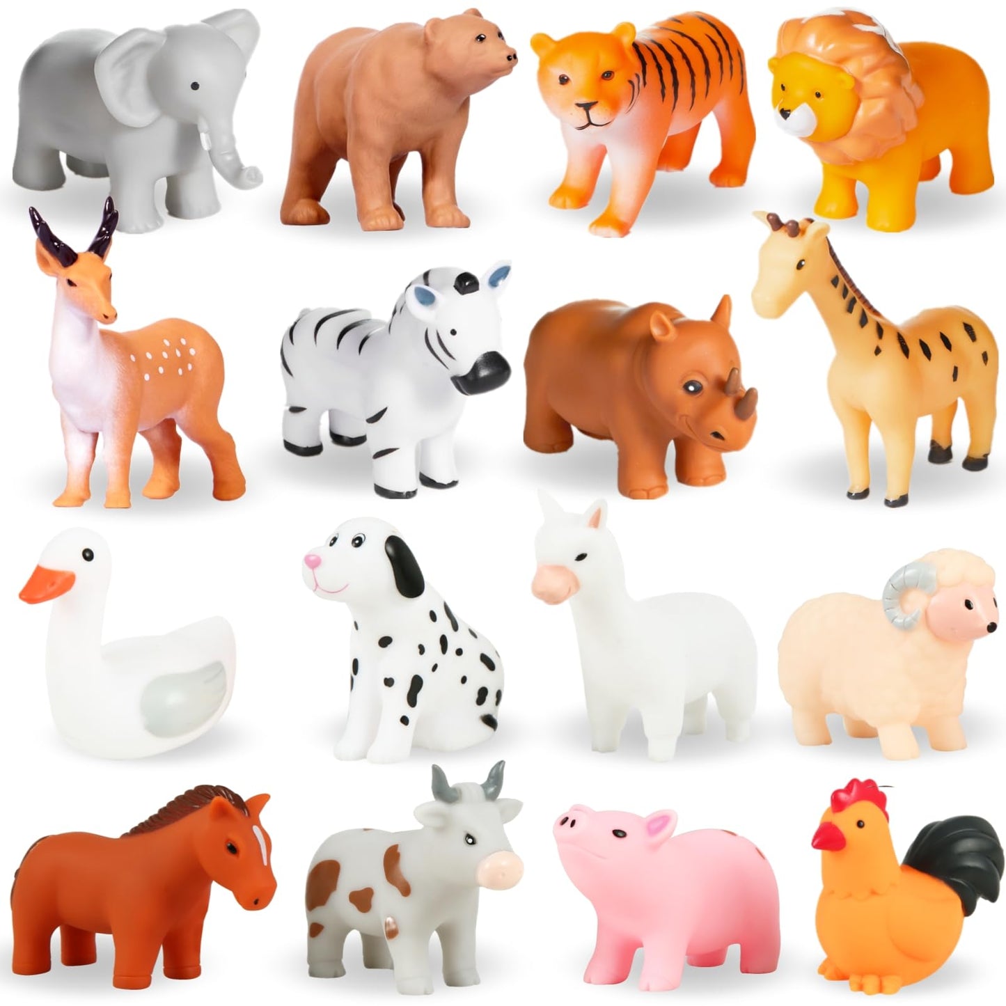 WQTHE Baby Bath Toys, for Infants 6-12& Toddlers 1-3, No Hole Bathtub Toys (Animals Combo Ⅲ, 16 Pcs)