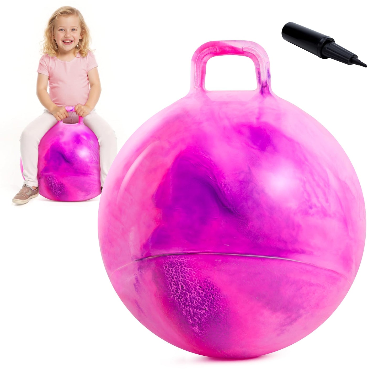 EVERICH TOY Hopper Ball for Kids, 20In Ride On Bouncy Balls with Handle, Purple Pink Clouds Girls Toys for Indoor Outdoor Active Play Toys Easter Basket Stuffers Girls Boys Gifts for 7 8 9 10 Yr Old