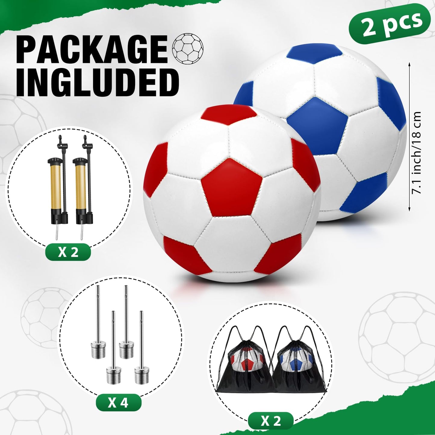 yasuwekik 2 Pack Operation Christmas Deflated Soccer Ball with Pump for Child Size 3,Size 4,Size 5 (Color, Size 3)