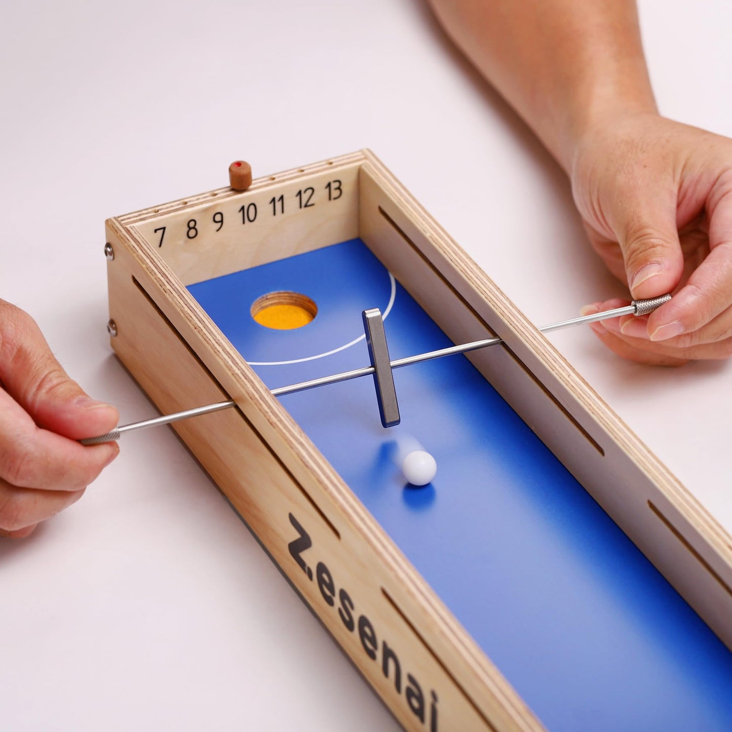 Zesenai Micro Football Reflex Game – Mini Foosball & Air Hockey Tabletop Game, Fast-Action 2 Player Wooden Skill Game for Kids and Adults, Fun Family Night or Friends Party