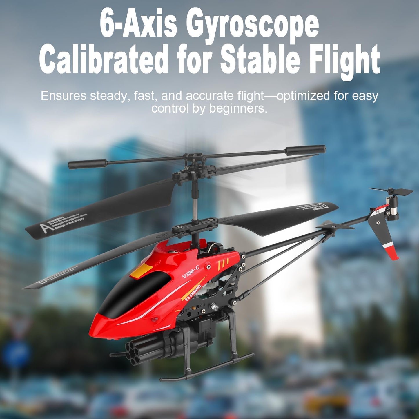GoolRC Remote Control Helicopter, WLtoys V398-C 3.5 Channel RC Helicopter with 6-Axis Gyroscope, Altitude Hold, LED Light, Simulate Firing, 2.4GHz Flying Toys for Beginners
